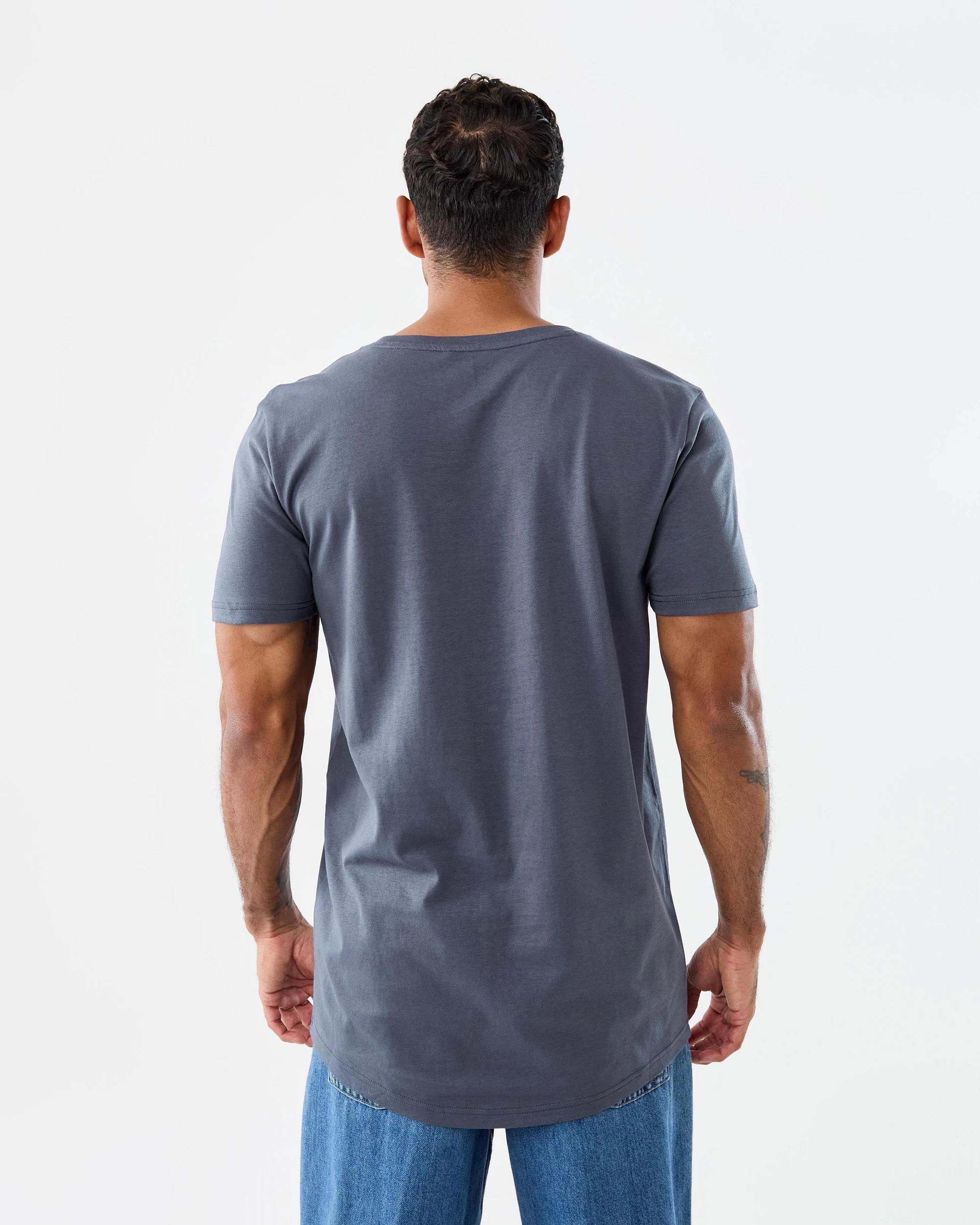 3 Cotton Longline T-shirt Blu Ombre, 3 of 6