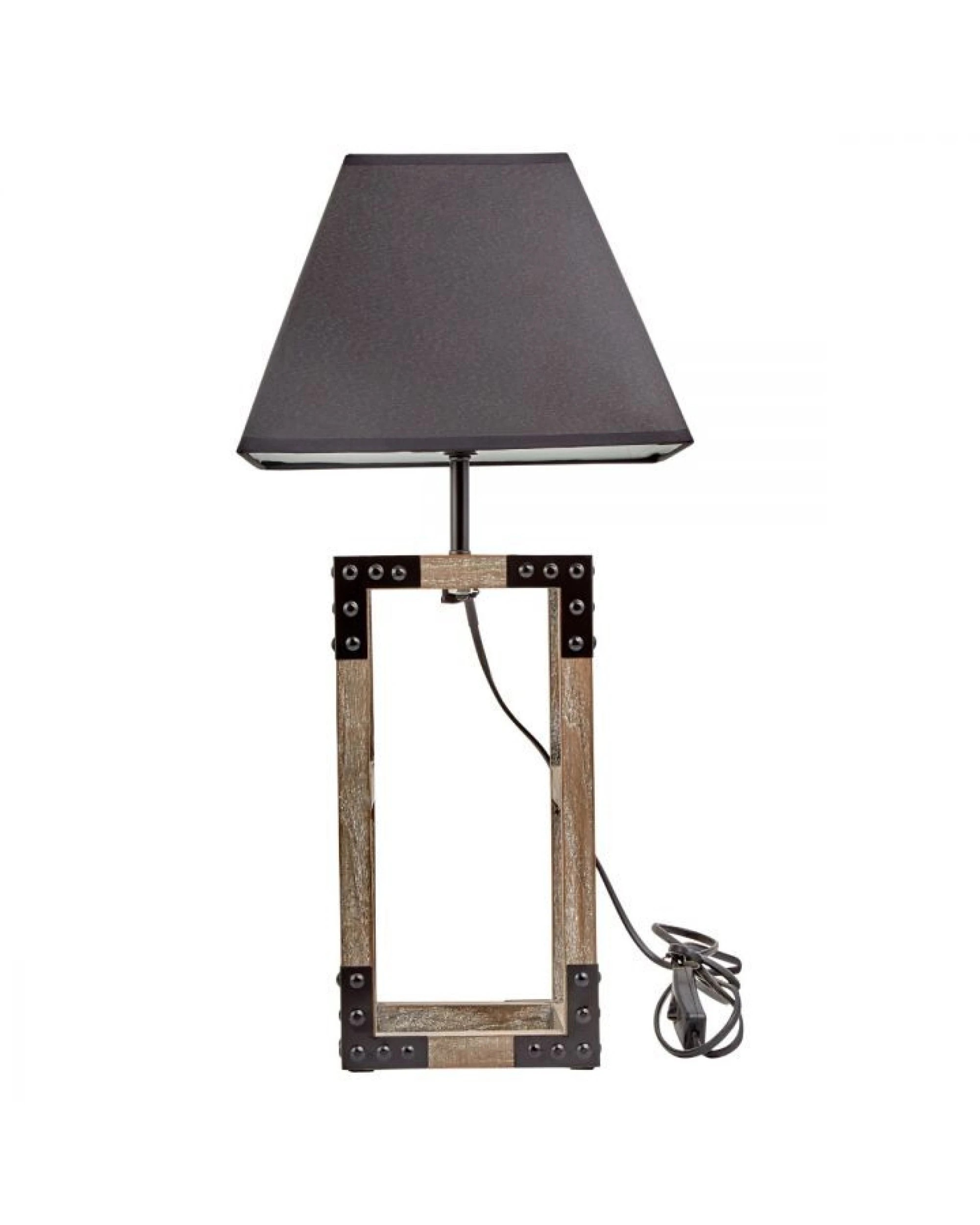 6 BR Home Wooden Table Lamp with Modern Rustic Geo Industrial Design, 6 of 7