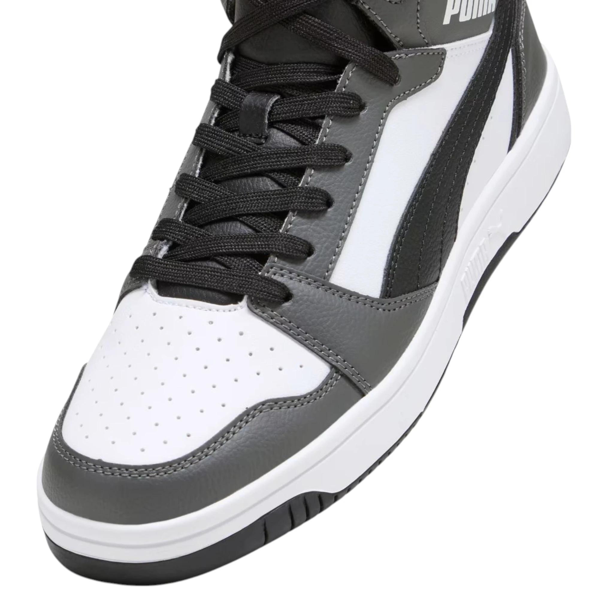 7 Puma Mens Rebound V6 Sneakers White/ Black/ Grey Shoes WHITE/BLACK/GREY, 7 of 7