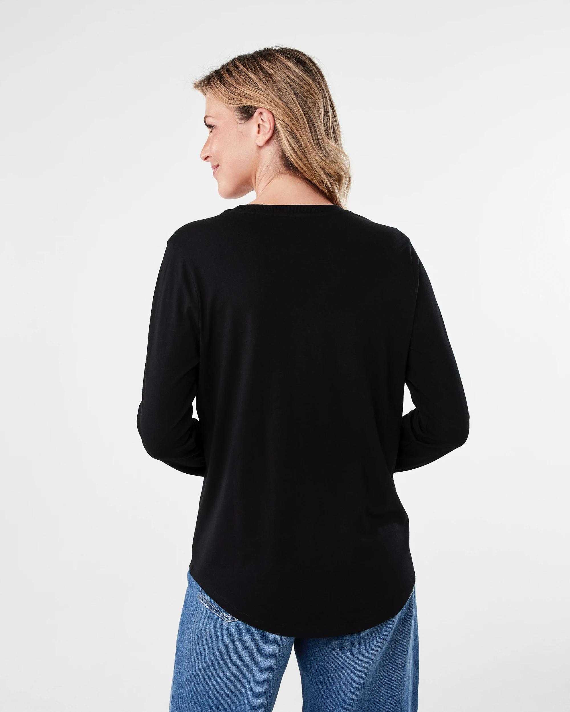 3 Long Sleeve Cotton Modal T-shirt Black, 3 of 6