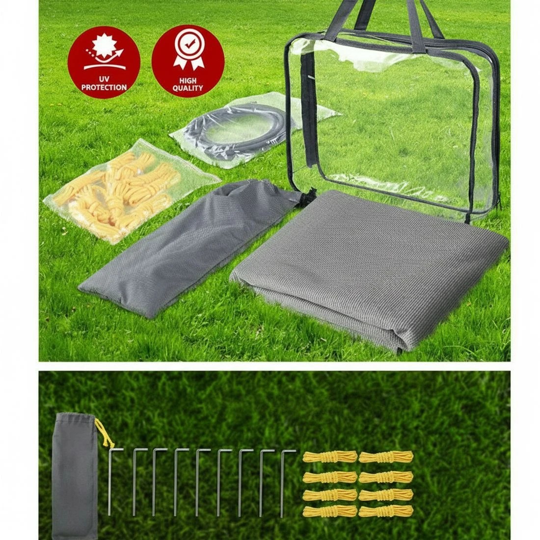 6 Caravan Privacy Screen Roll Out Awning 4.3X1.95M End Wall Side Sun Shade - Grey, 6 of 6