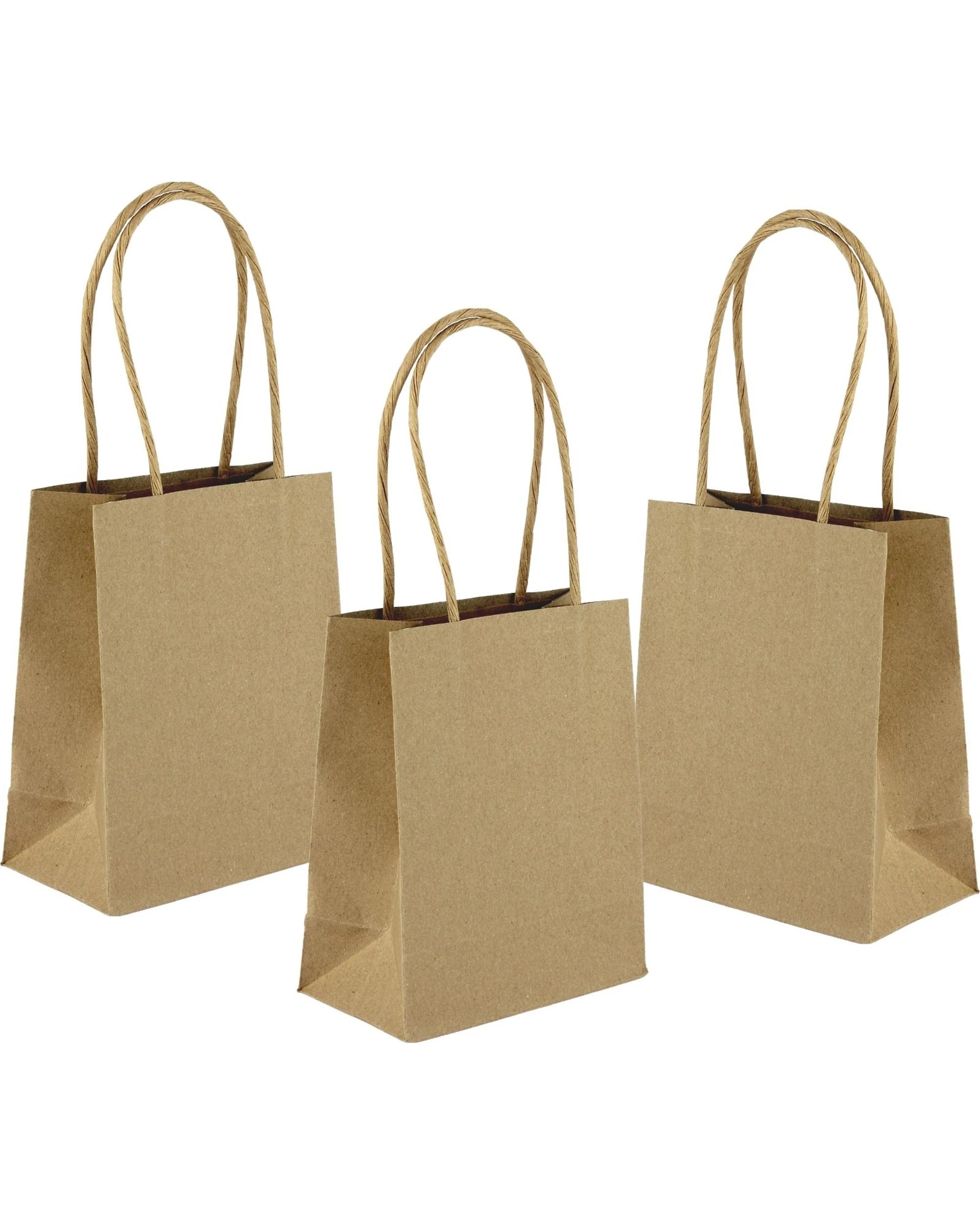 1 Artwrap Kraft Paper Gift Bags 13.5cm Pack of 5 - Natural, 1 of 2