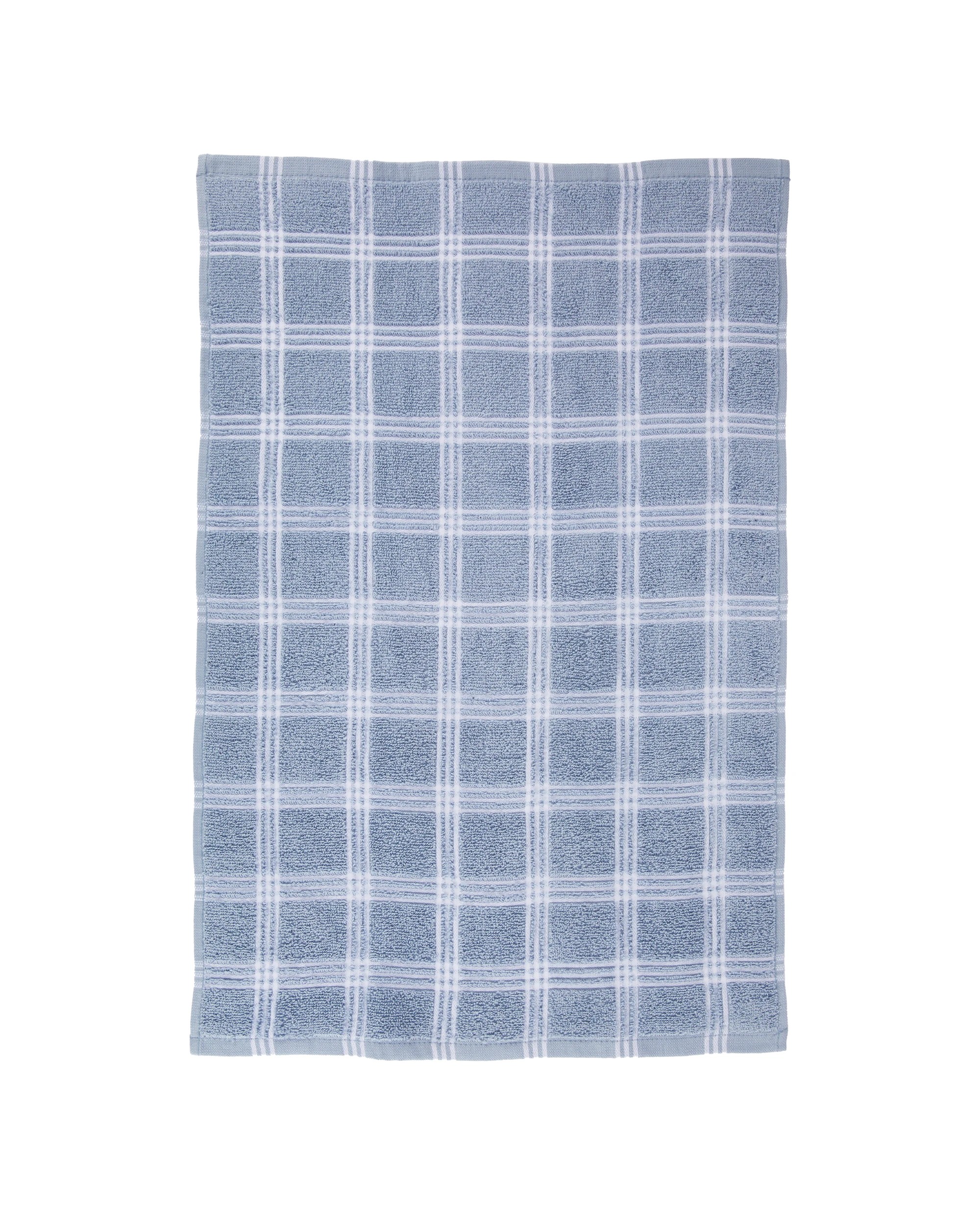3 4 Pack Blue Check Terry Tea Towel, 3 of 7