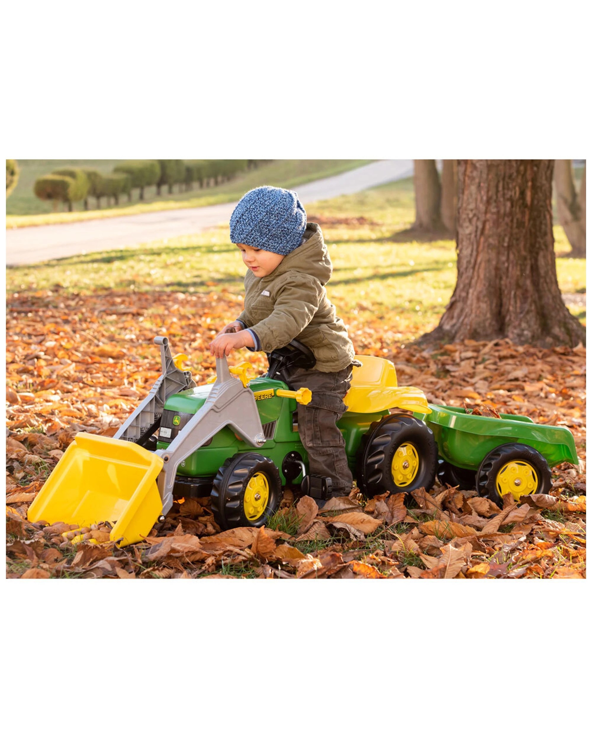 3 John Deere Pedal Tractor With Front Loader And Detachable Trailer Green 161cm - Green, 3 of 3