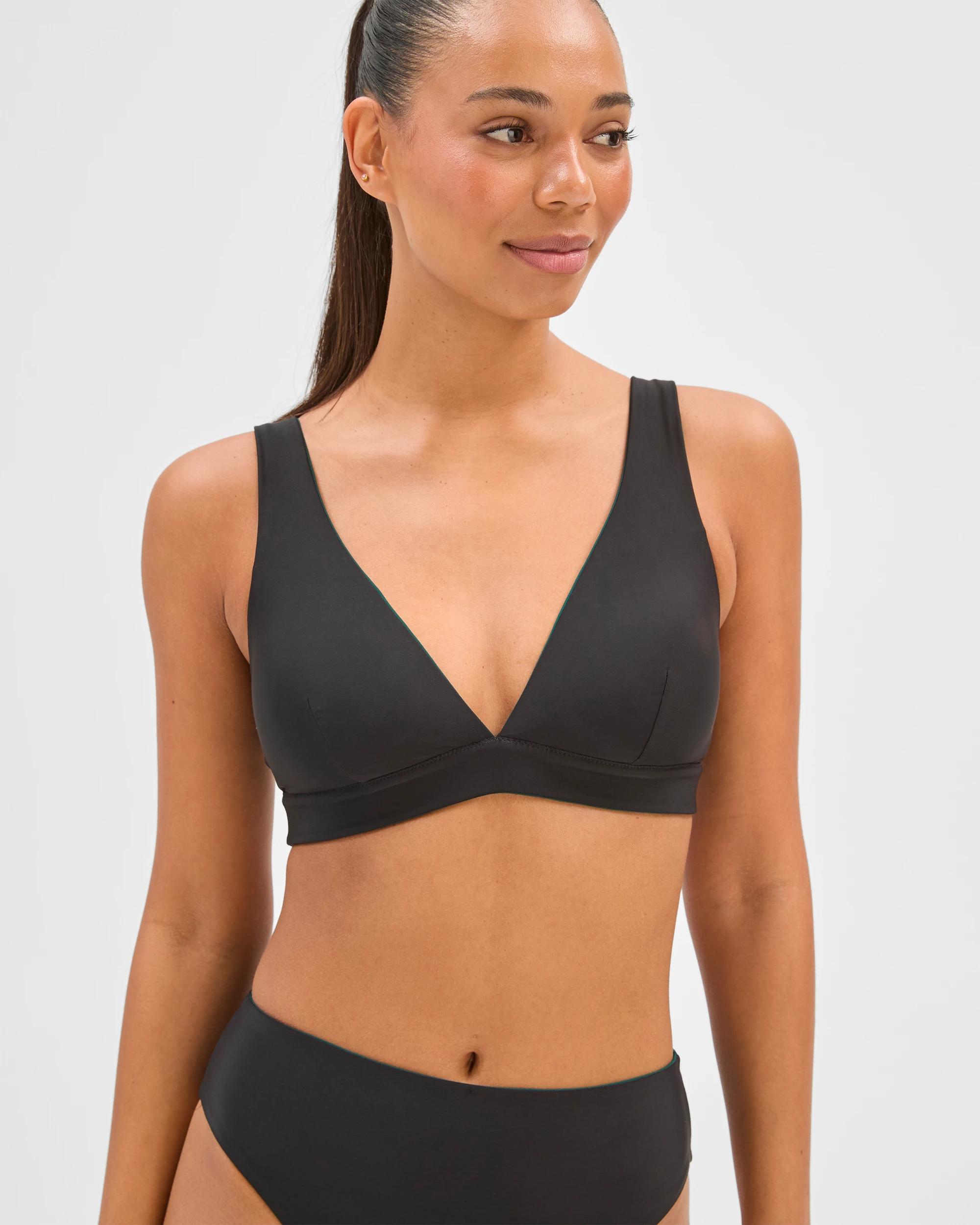 6 Target Woman Resort Reversible V-Neck Matte Micro Swim Bikini Top BLACK/DEEP FOREST, 6 of 9