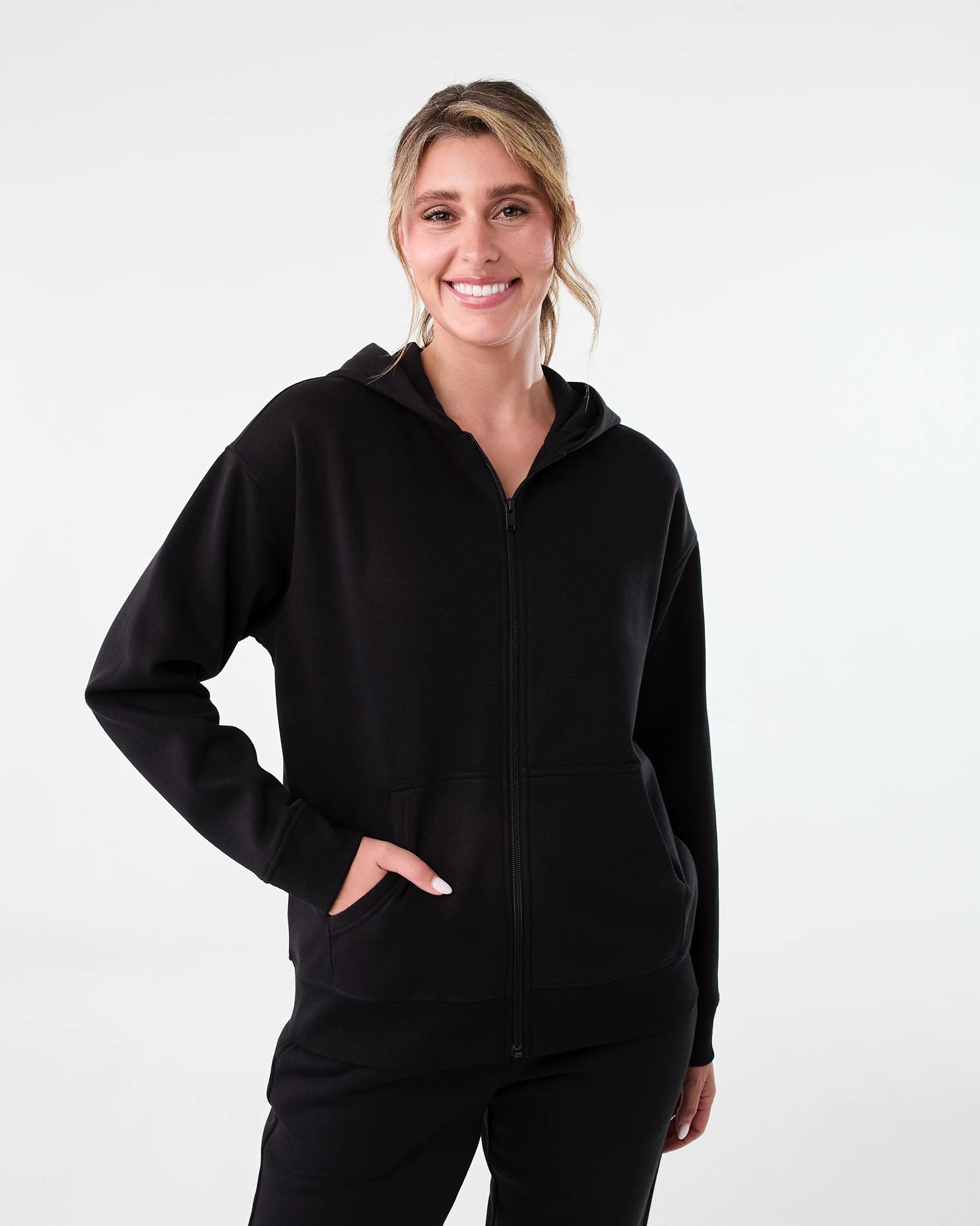 2 Active Womens Essential Zip Through Hoodie Black, 2 of 9