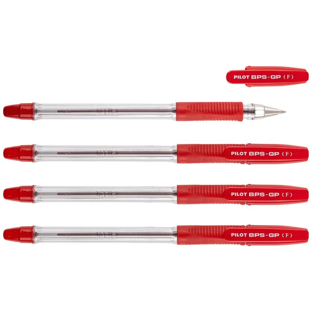 3 PILOT BPS-GP Ballpoint Pen Fine 0.7mm Red 4 Pack, 3 of 8