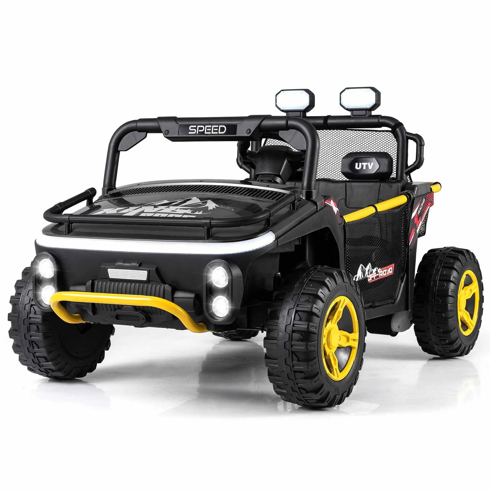 1 Costway 24V Kids Ride On Truck 2-Seater UTV Car Electric Vehicle Toy w/Music - Black, 1 of 1