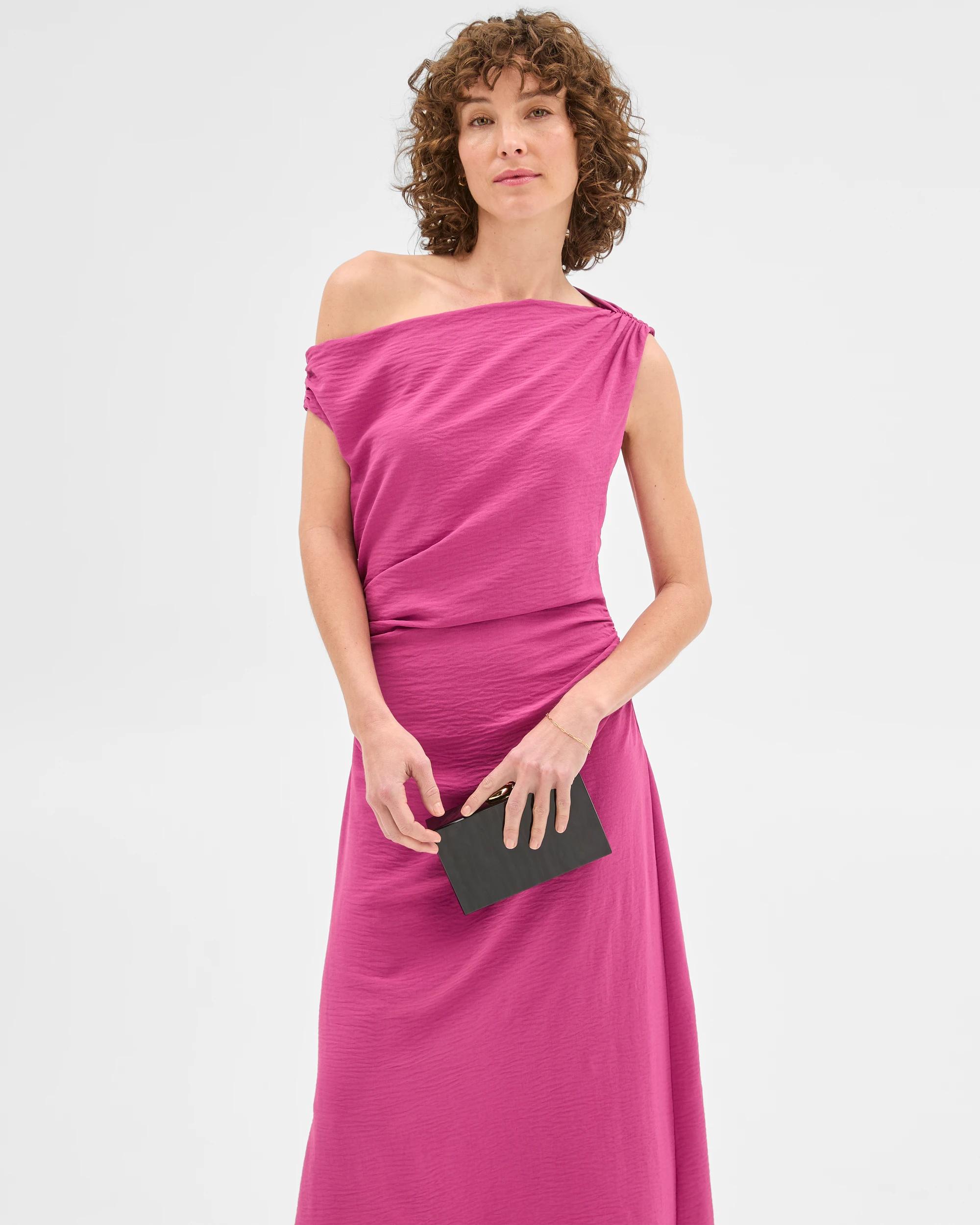 5 Sleeveless Gathered Dress - Preview MAGENTA, 5 of 6