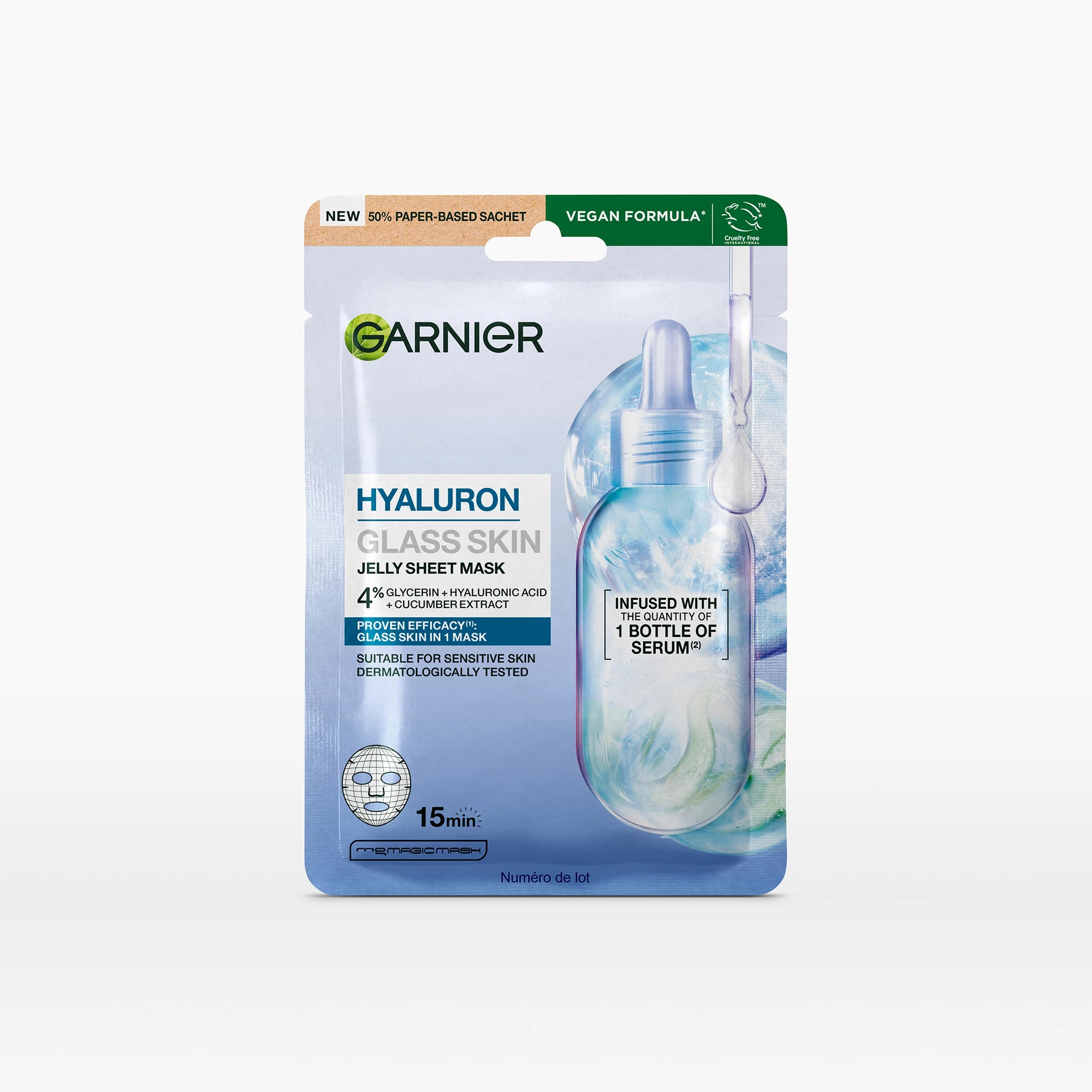 1 Garnier Hyaluron Glass Skin Jelly Sheet Mask - Glycerin, Hyaluronic Acid and Cucumber Extract, 1 of 2