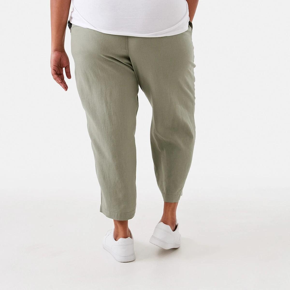 3 Curve Pull On Linen Blend Pants Soft Khaki, 3 of 5