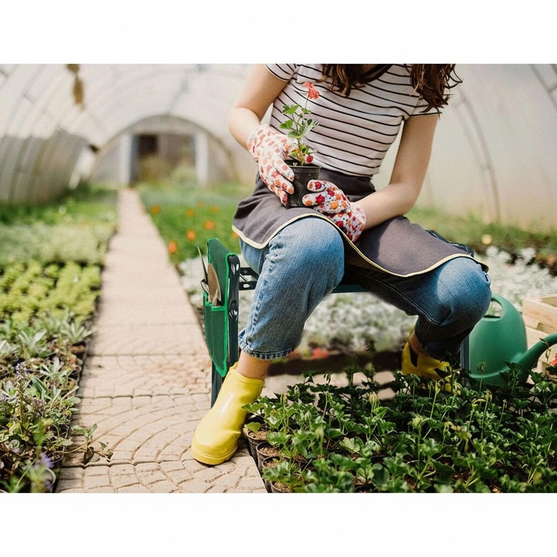 4 Gardeon Garden Kneeler 3 in 1 Padded Seat Stool Outdoor Bench Knee Pad Foldable - Green, 4 of 7