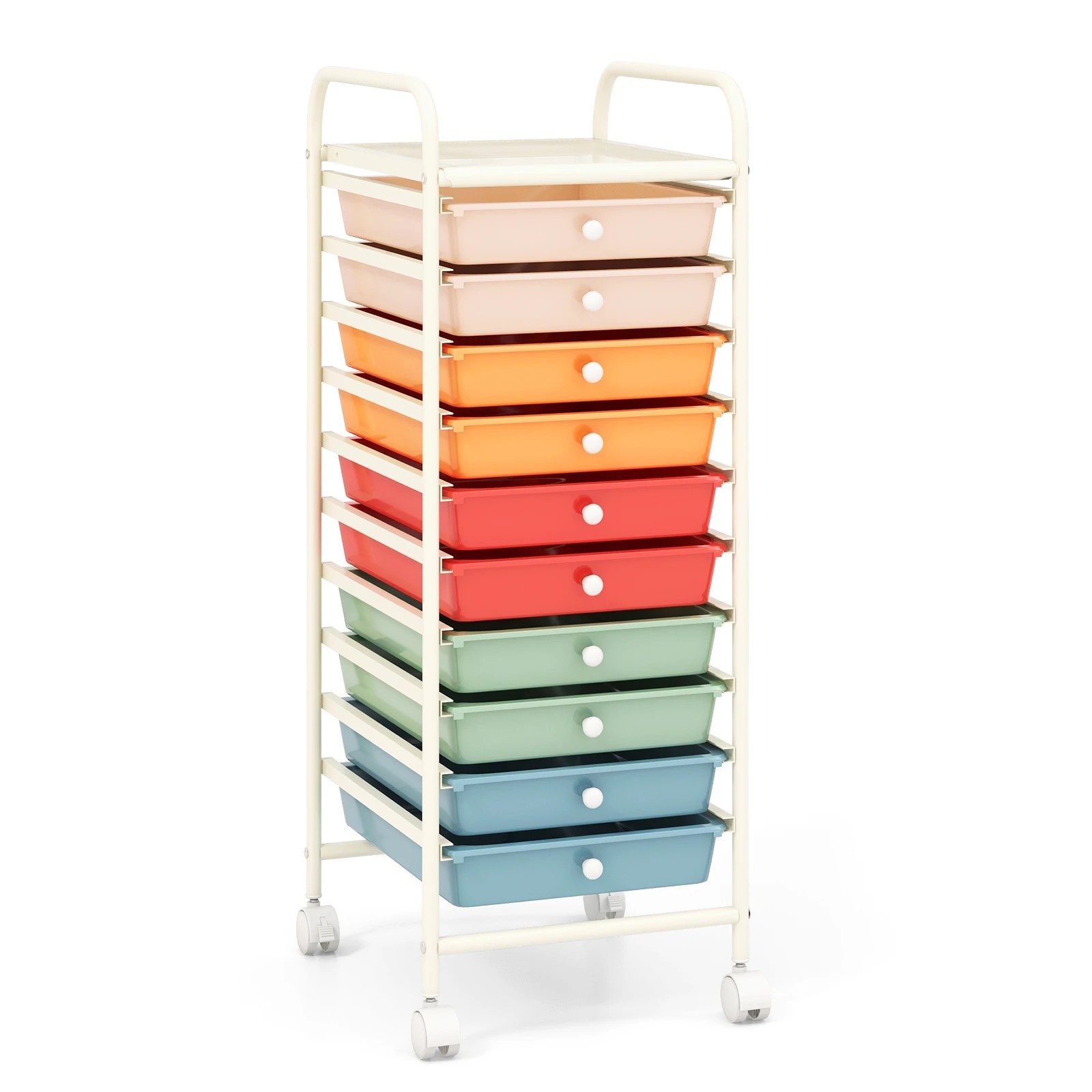 1 Costway 10 Drawers Rolling Storage Cart Mobile Utility Trolley - Multi, 1 of 4