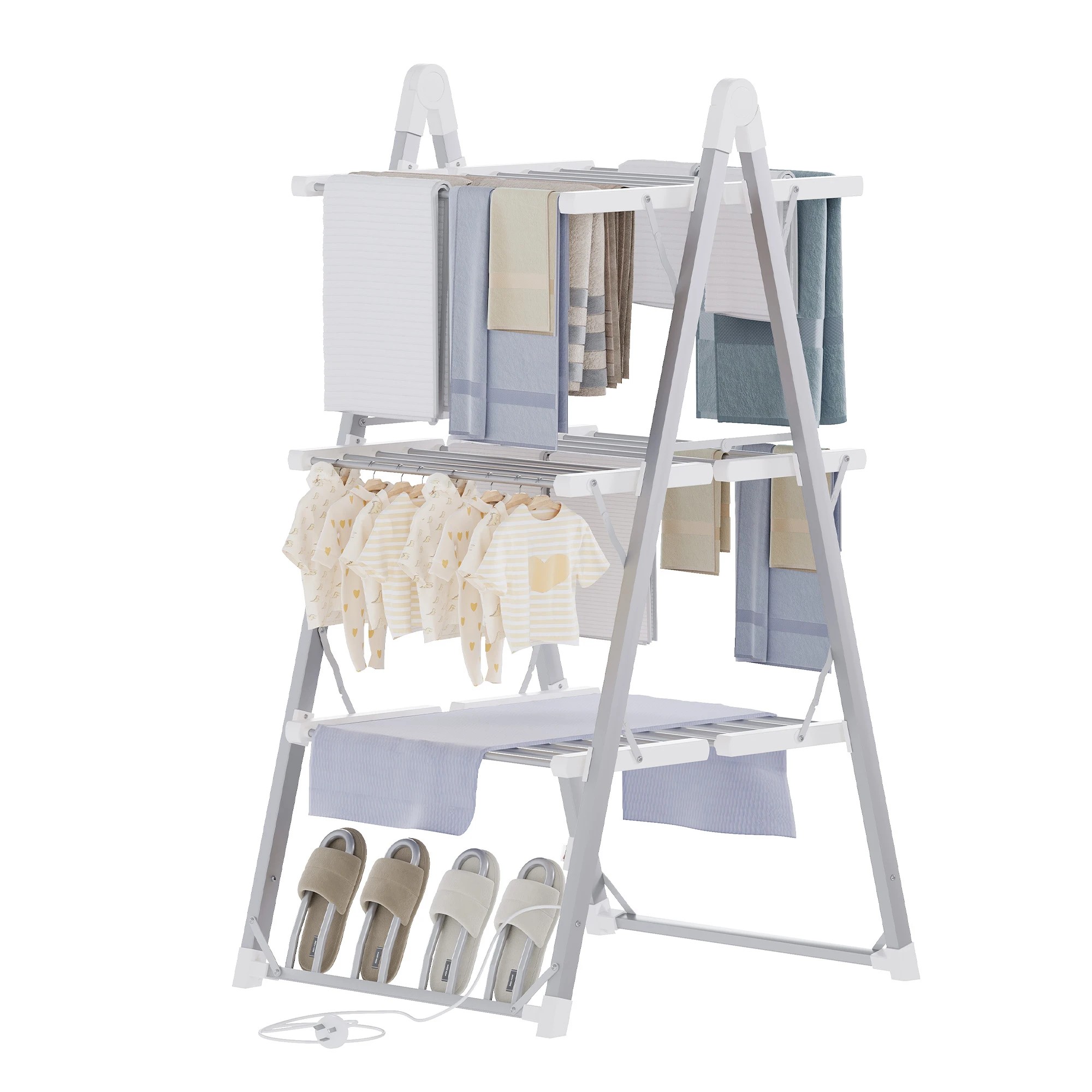 4 Advwin 3 Tier Freestanding Electric Clothes Dryer Heated Rack Towel Rail - Silver, 4 of 7