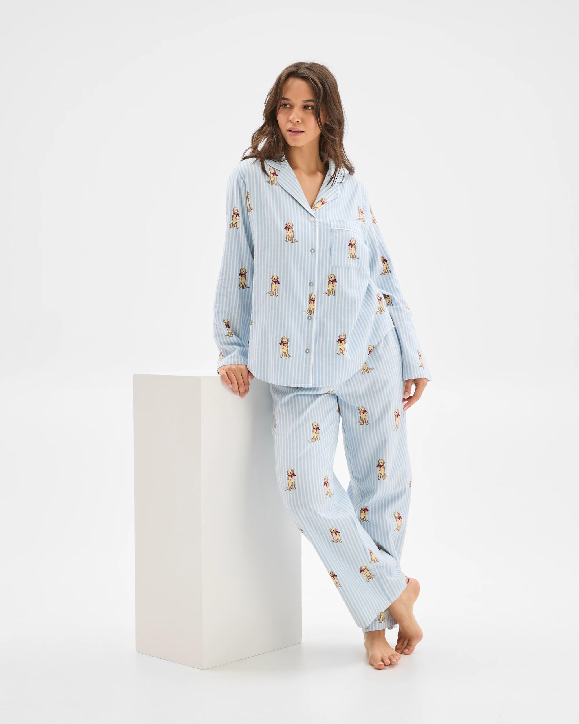 1 Target Woman Australian Cotton Flannelette Pyjama Set GOLDEN RETRIEVER STRIPE, 1 of 6