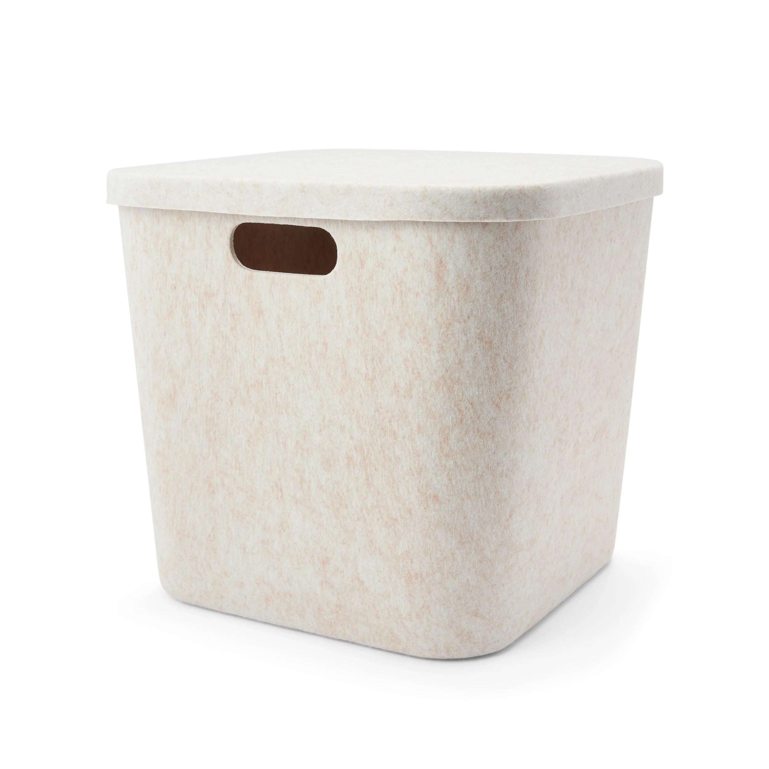 3 Square Felt Basket with Lid - Beige, 3 of 9