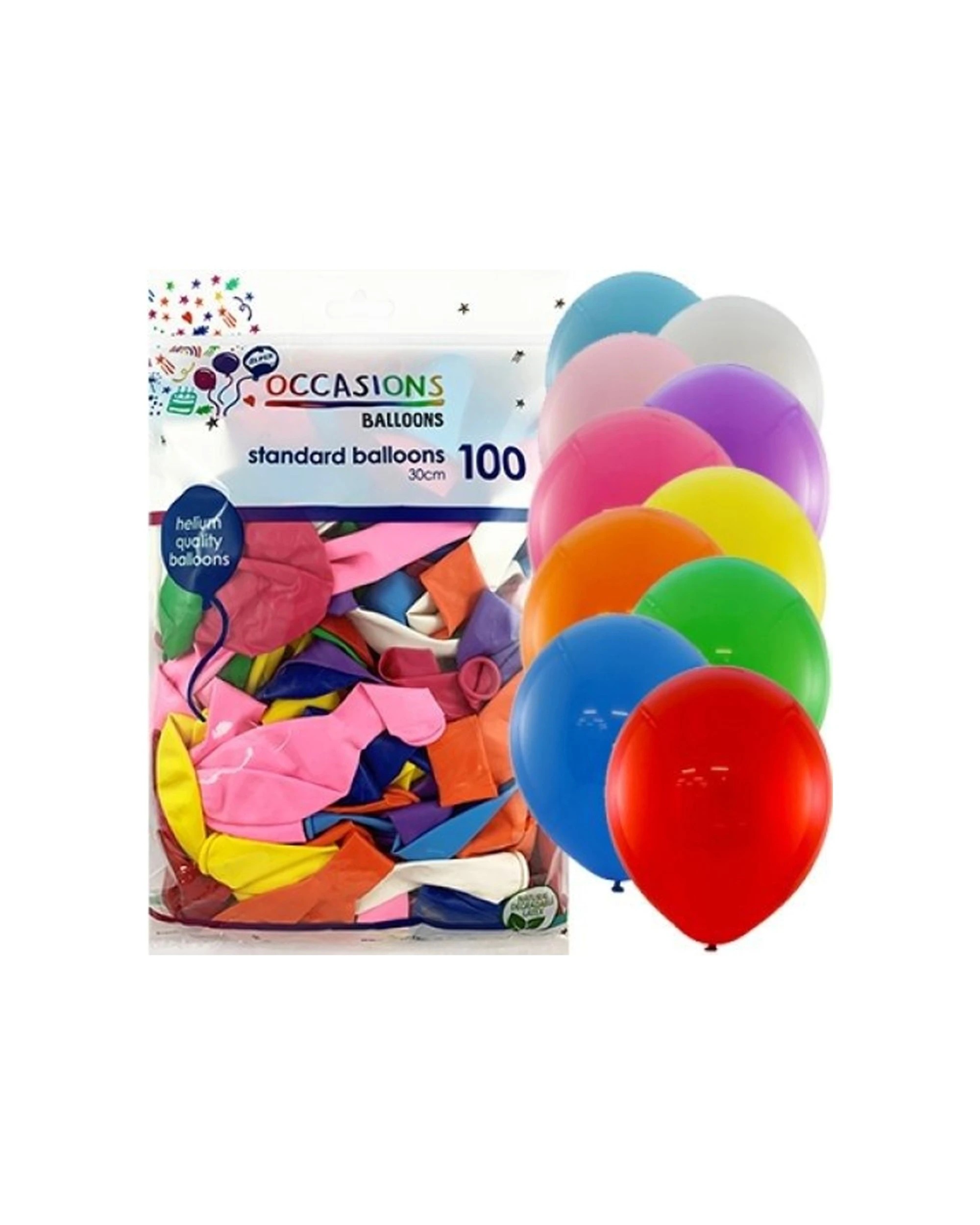 1 Alpen 100pc Latex Balloons Event Decoration Metallic 30cm Standard Mixed - Multi, 1 of 1