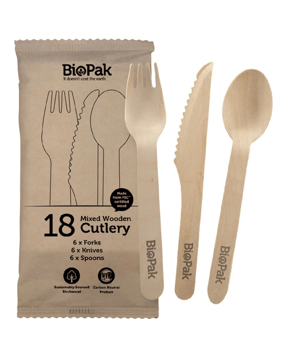 Biopak Assorted Wooden Cutlery 18 Pack