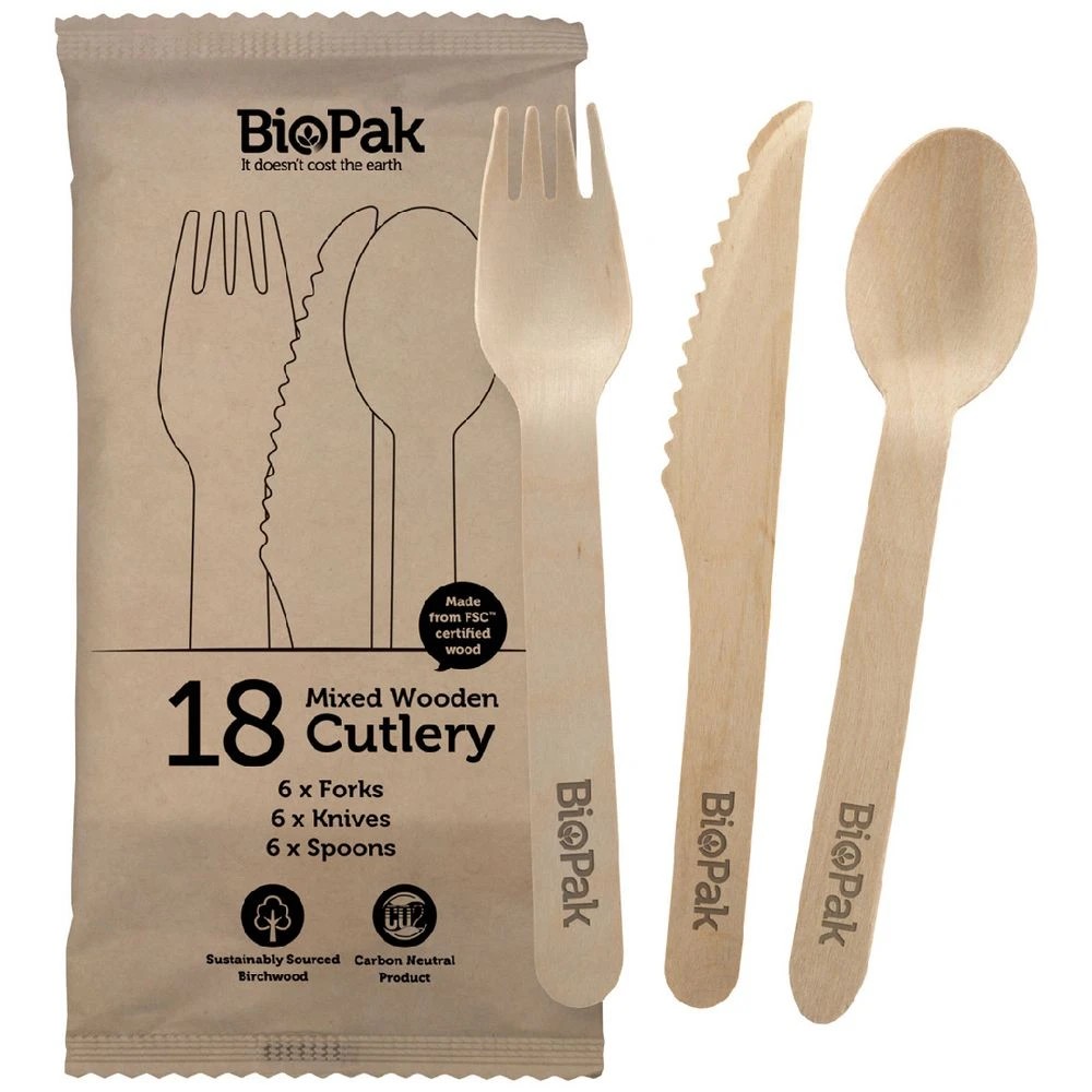 1 Biopak Assorted Wooden Cutlery 18 Pack, 1 of 2