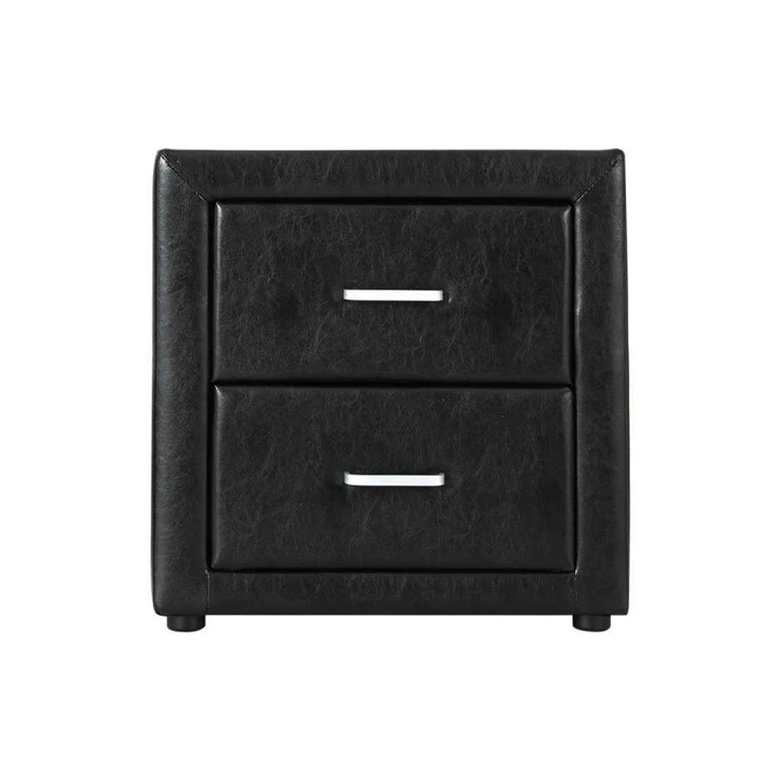 4 Artiss Bedside Table 2 Drawers Side Table Leather - Black, 4 of 10