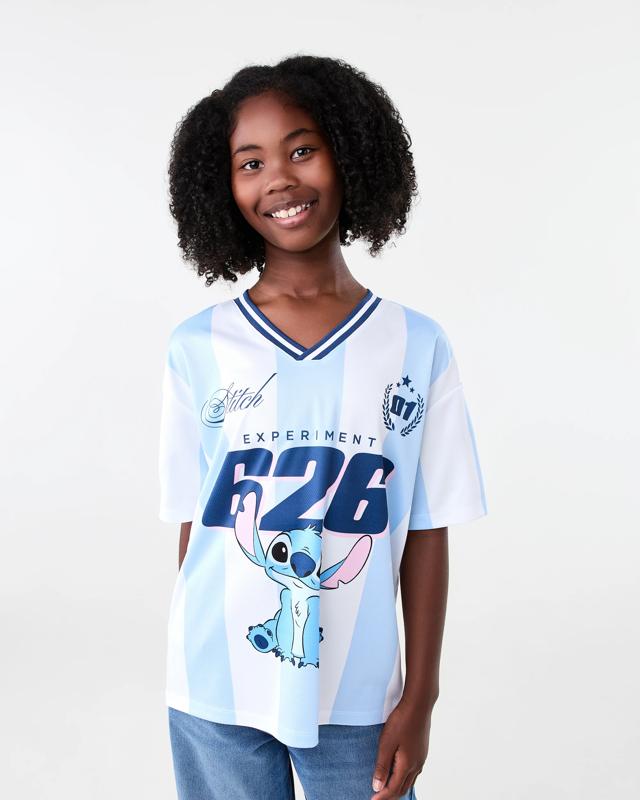 Disney Lilo & Stitch License Striped V-Neck Mesh T-s