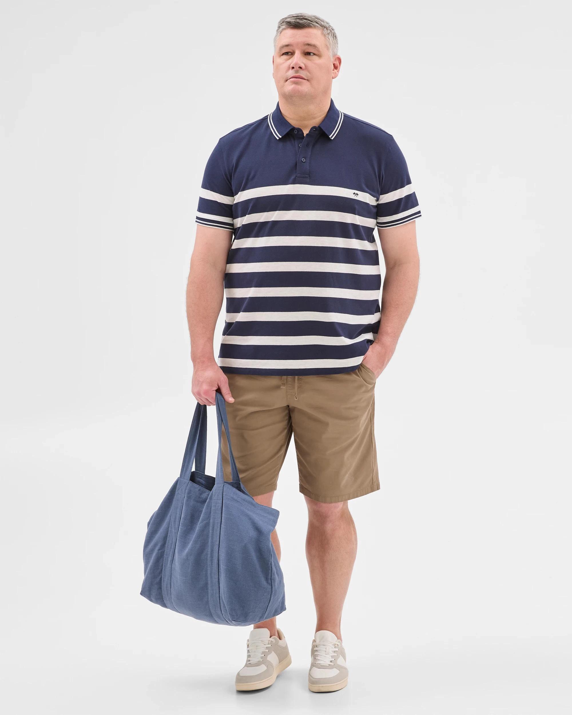 2 Target Man Plus Plus Size Australian Cotton Stripe Polo Top NAVY, 2 of 5