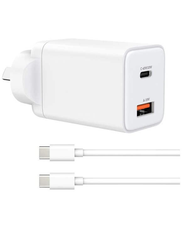 J.Burrows 45W GaN Dual USB-C/A Wall Charger