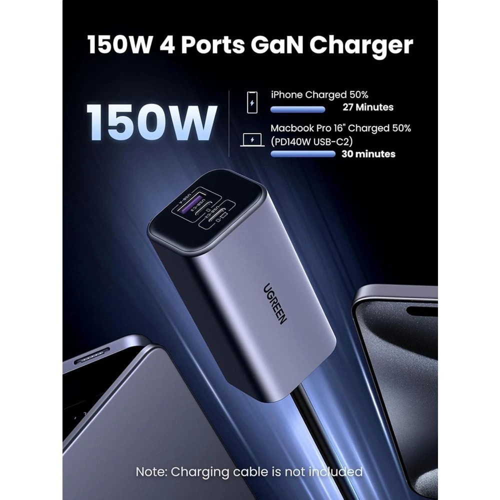 2 UGREEN 150W 4-Port Car Charger Black, 2 of 3