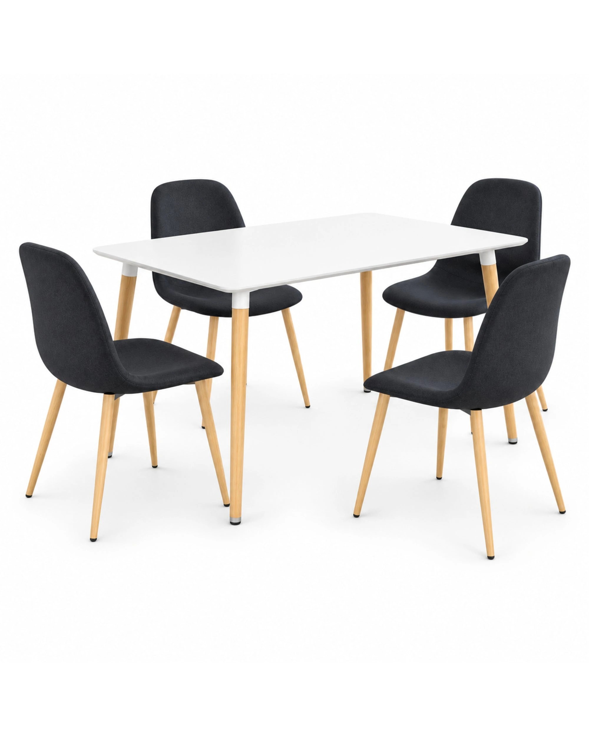 1 Foret 5 Piece Dining Set 120cm Table 4 Chairs White Dark Grey, 1 of 10