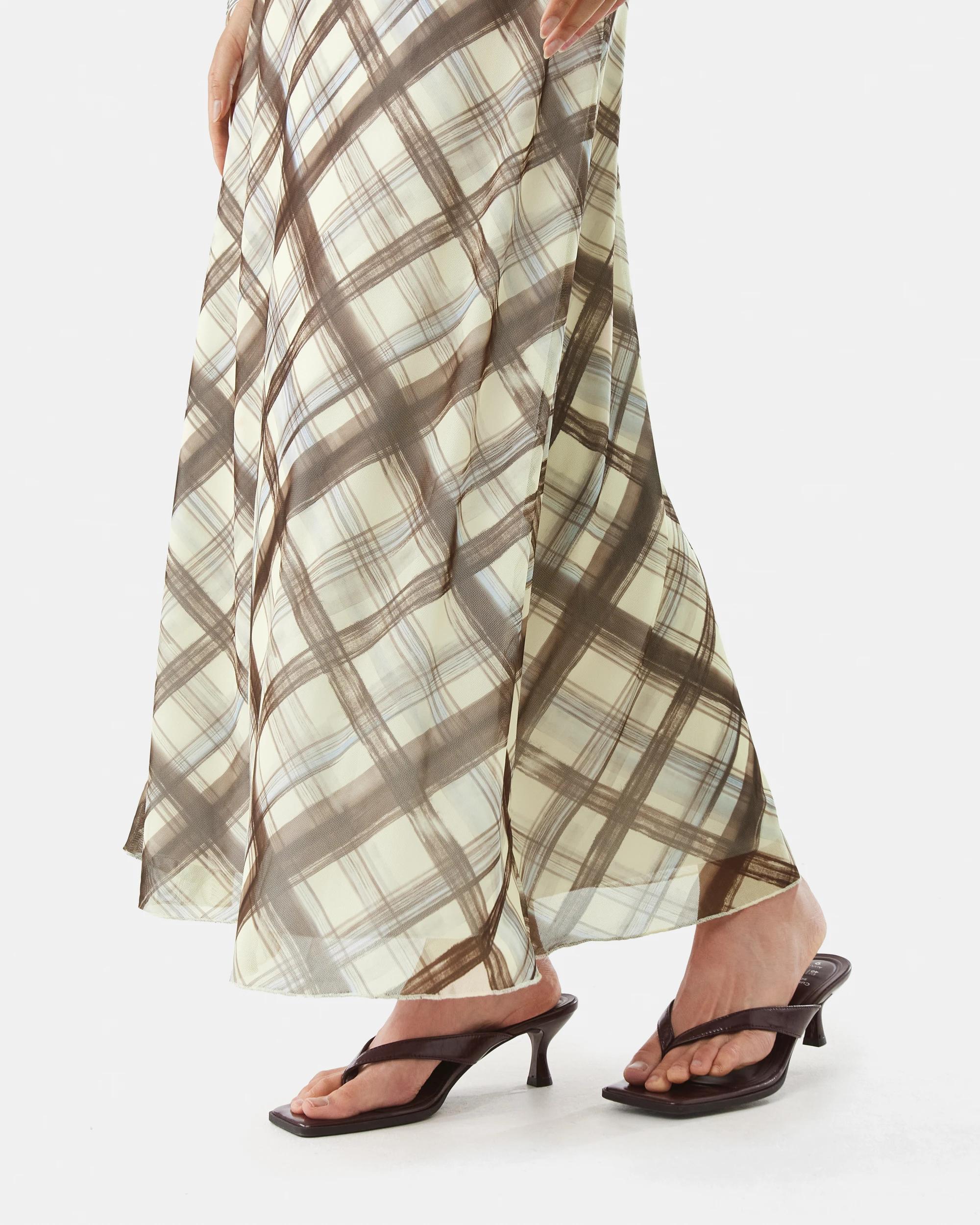 7 Check Mesh Maxi Skirt Butter Chk, 7 of 10