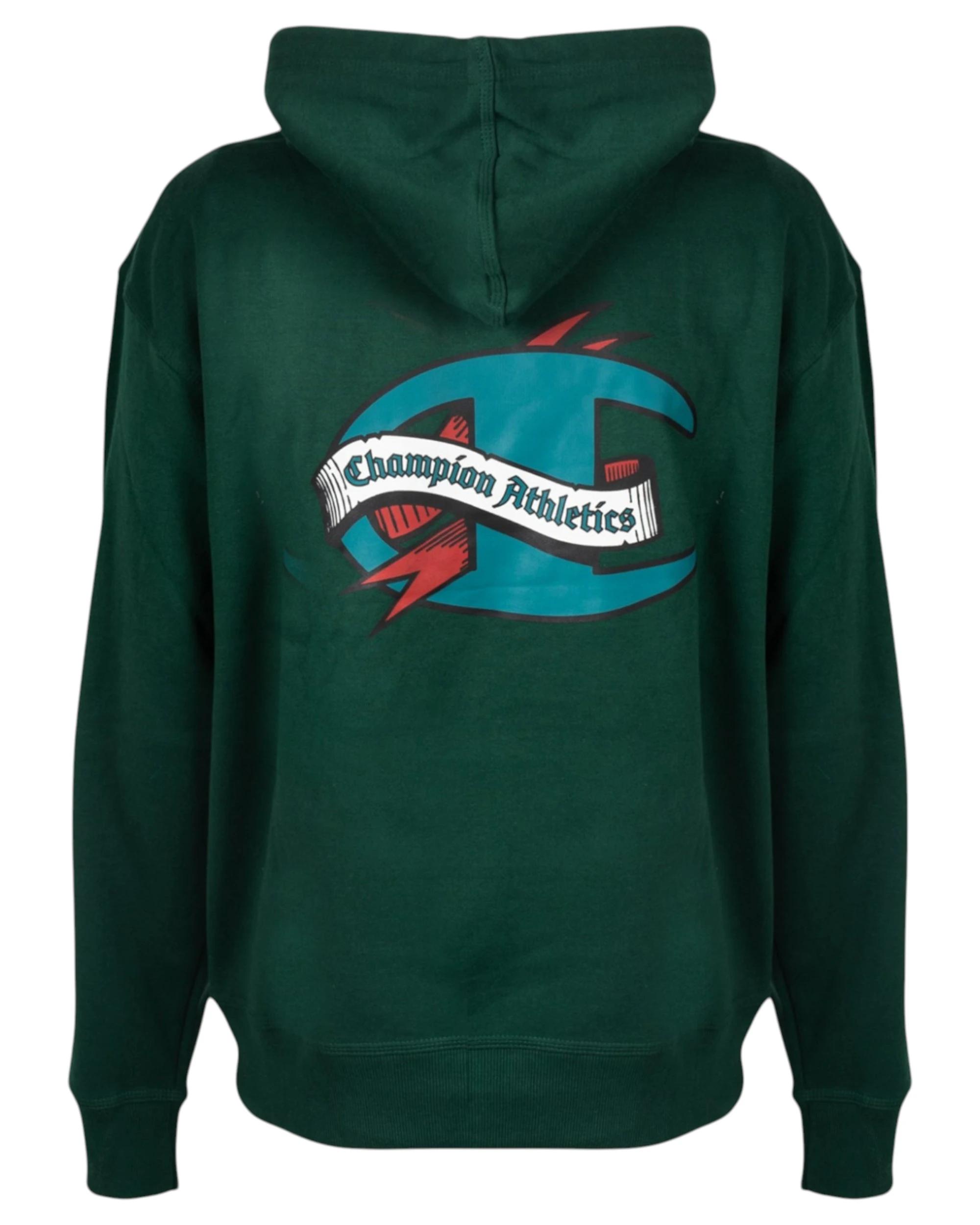 6 Champion Mens Powerblend Forest Peak Green Graphic Hoodie GREEN, 6 of 8