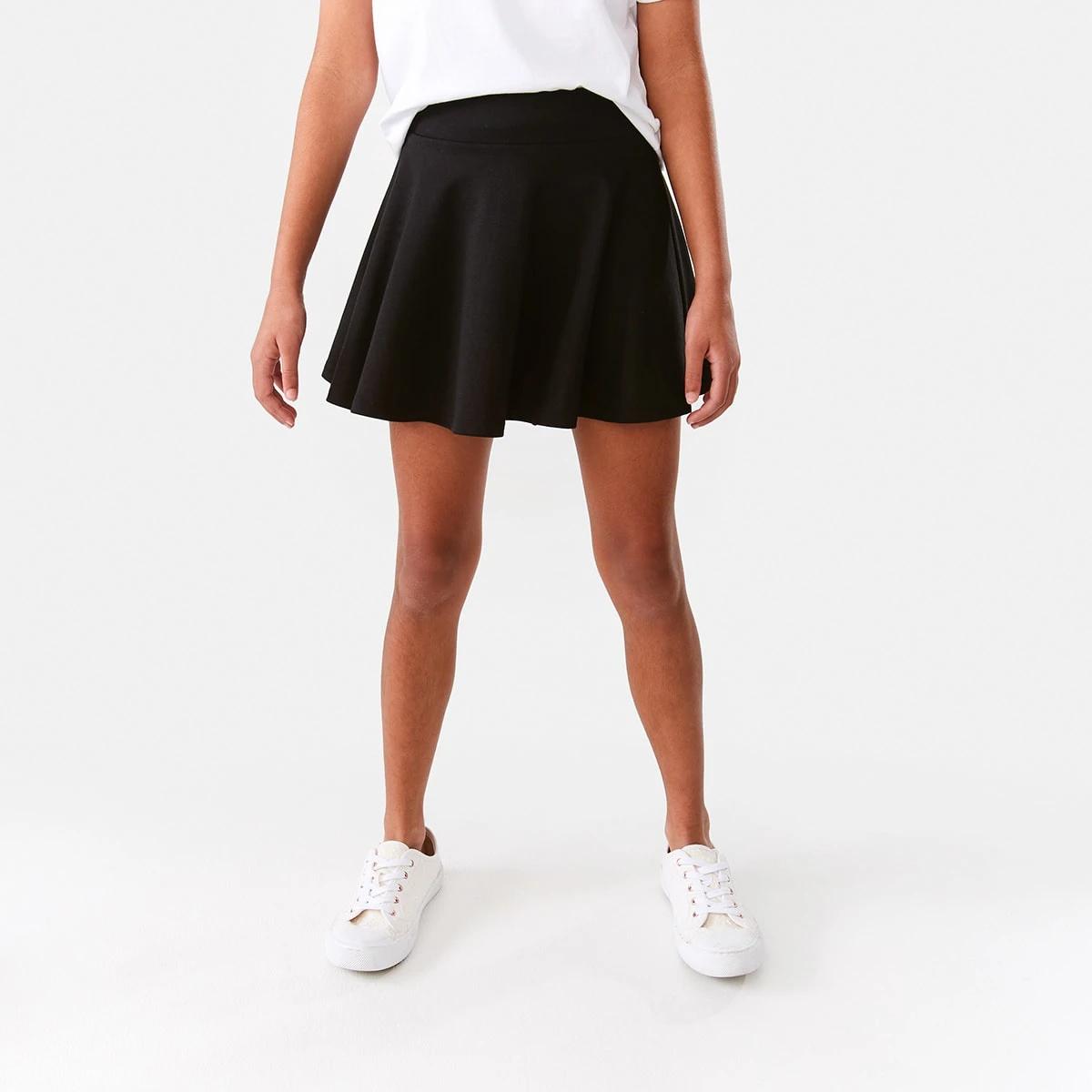 1 Plain Skater Skirt BLACK, 1 of 8