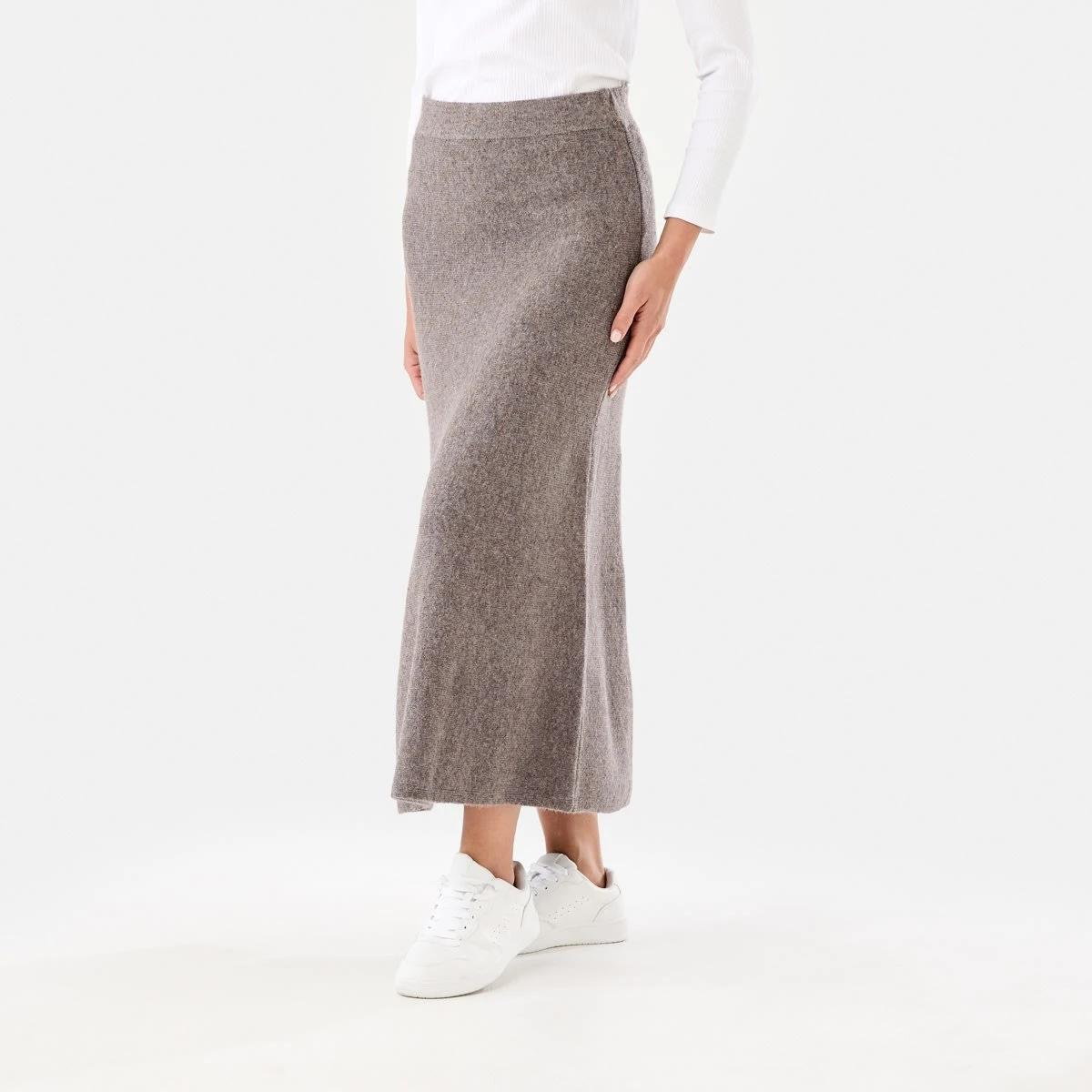 2 True Knit A-Line Maxi Skirt Taupe Mrl, 2 of 5
