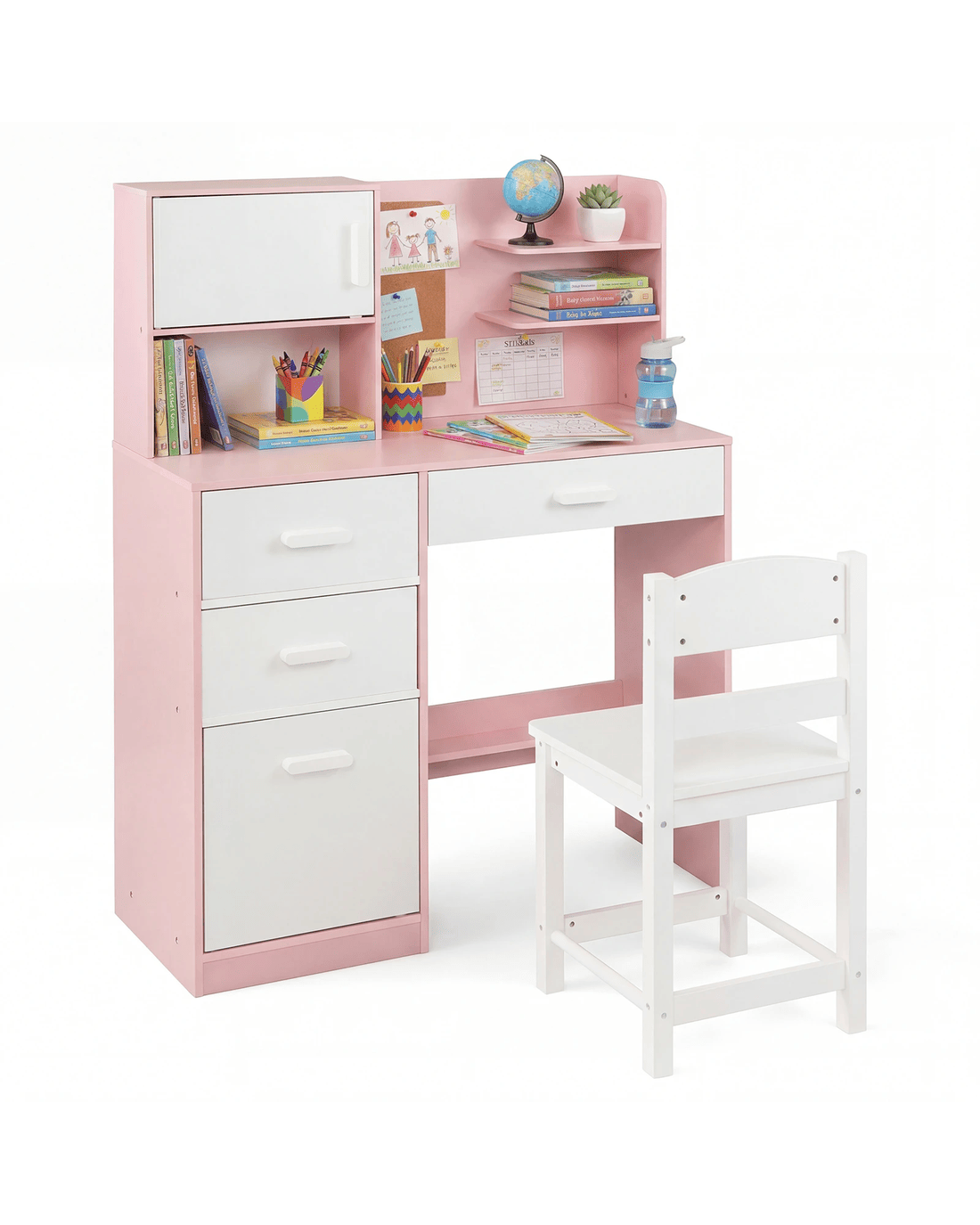Costway Kids Wood Desk Chair Set Study Table Reading Home Student ...