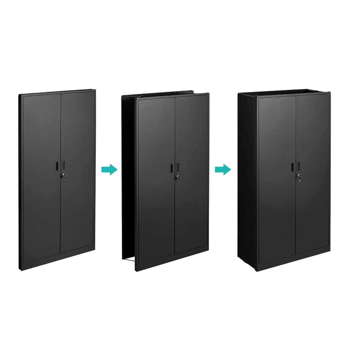 4 AUSWAY 185cm Steel File Cabinet Heavy Duty Lockable Folding Storage Metal Locker Cupboard Adjustable Shelves Filing, 4 of 4