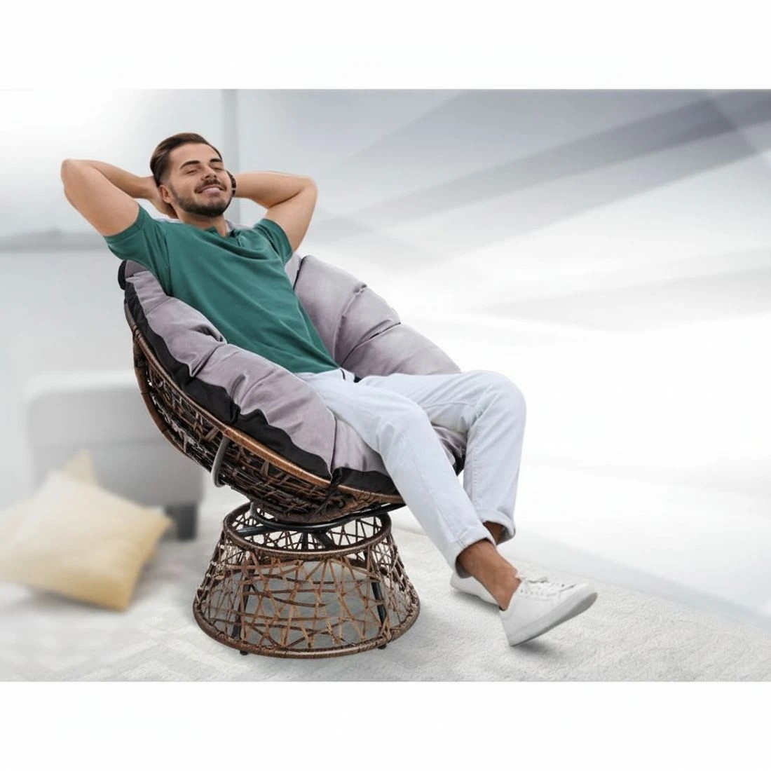 3 Gardeon Outdoor Lounge Setting Papasan Chair Wicker Table Garden Furniture - Brown, 3 of 6