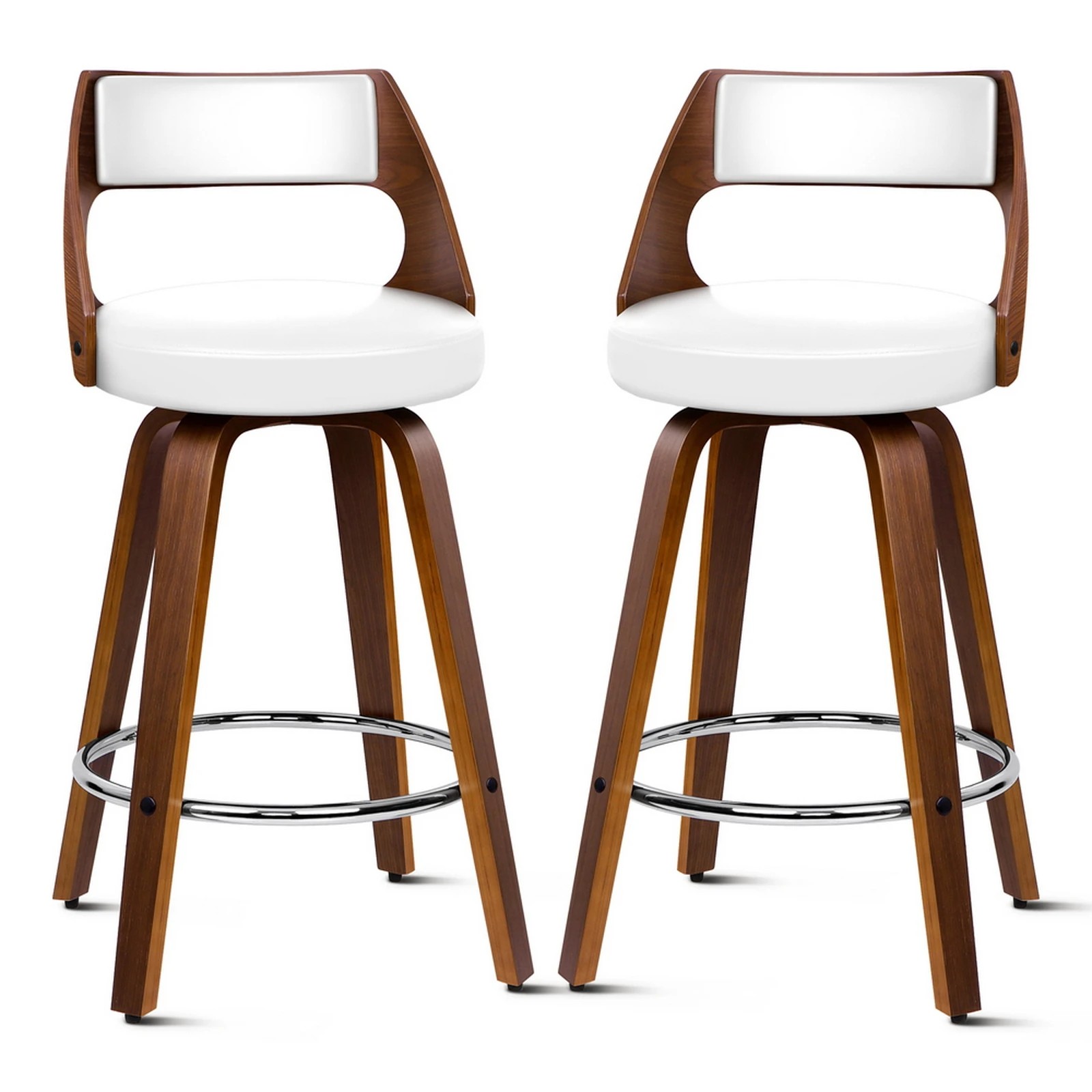 1 Alfordson 2x Swivel Bar Stools Eden Kitchen Wooden Dining Chair - White, 1 of 10