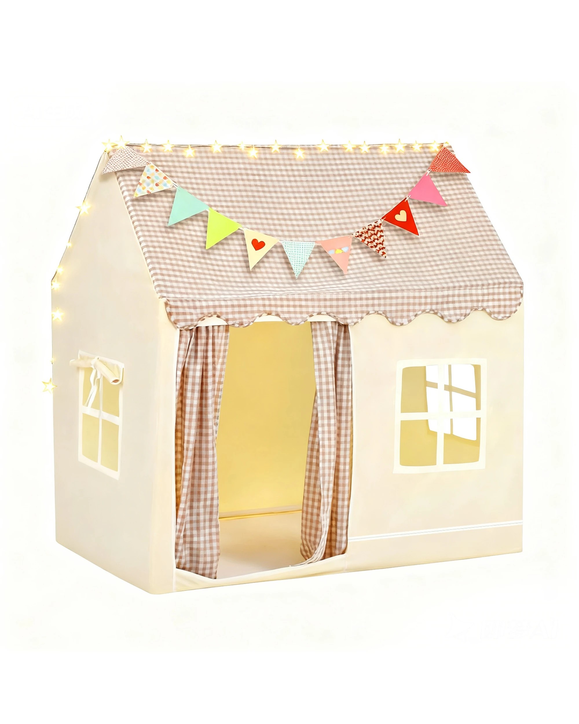 1 Advwin Kids Play Tent w/Star String Lights and Flag Banner Indoor & Outdoor Playhouse, 1 of 9