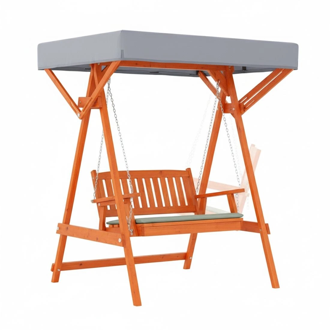 4 Gardeon Outdoor Wooden Swing Chair Garden Bench Canopy Cushion 2 Seater Teak - Multi, 4 of 8