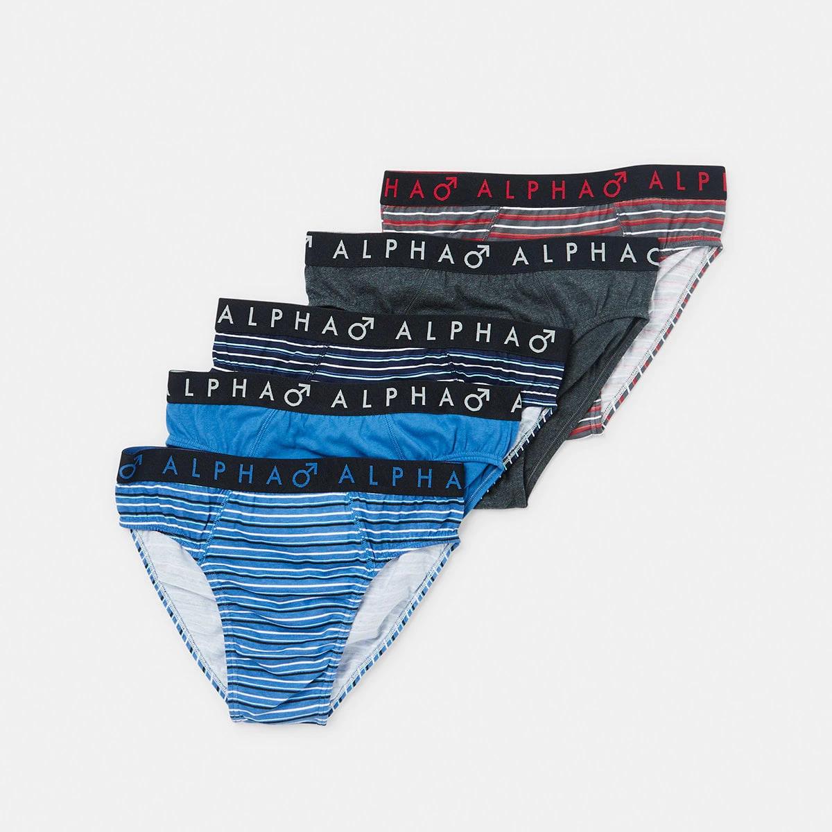 1 5 Pack Alpha Attached Elastic Hipster Briefs STRIPES, 1 of 10