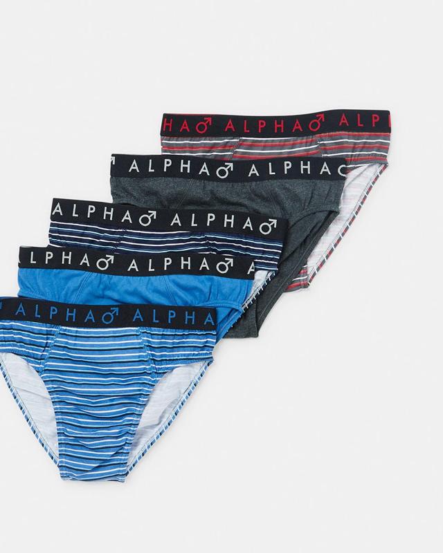 5 Pack Alpha Attached Elastic Hipster Br