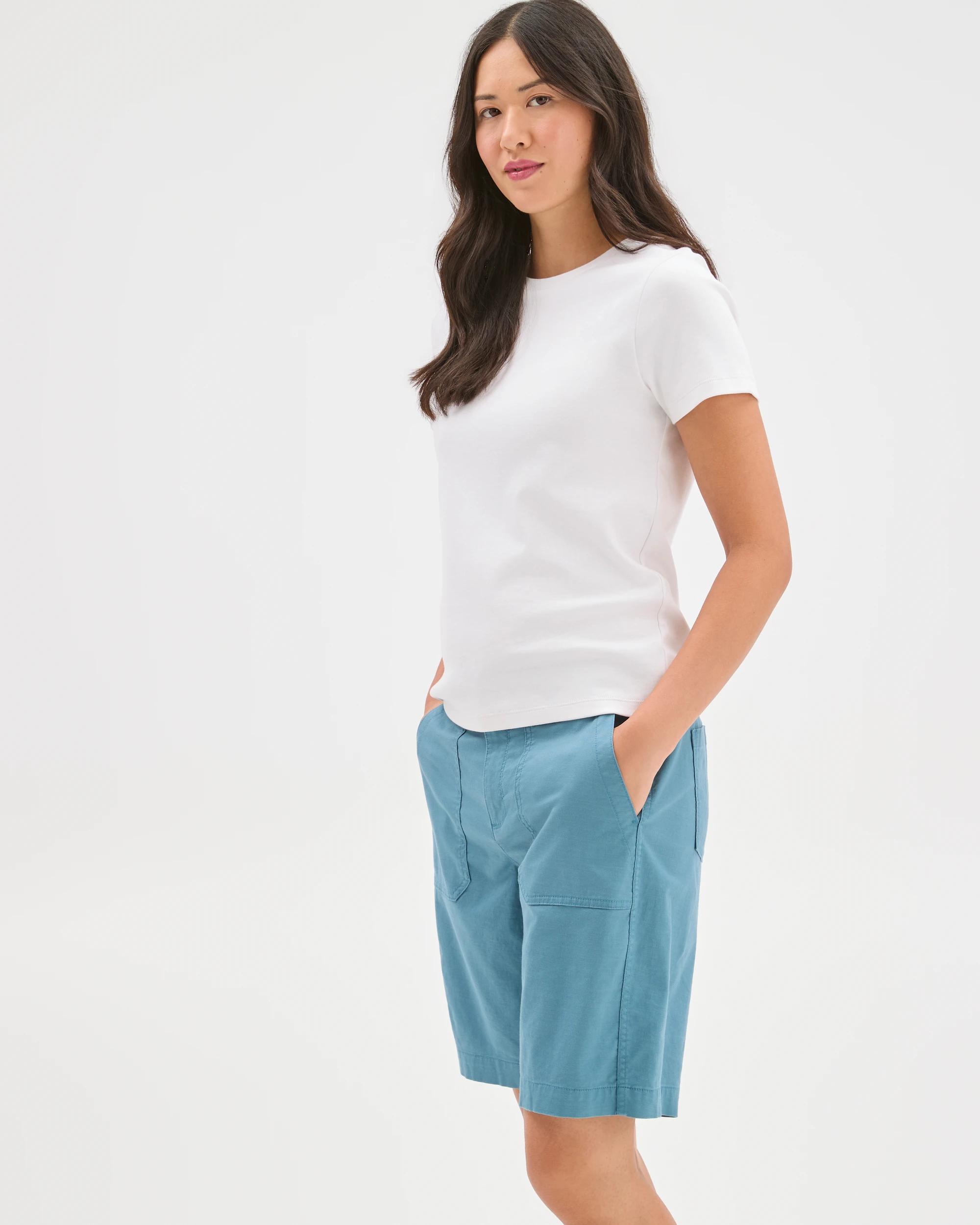 4 Target Woman Australian Cotton Blend Rib Waist Shorts SEA TEAL, 4 of 6