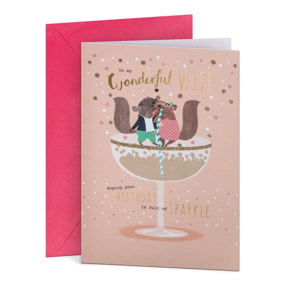 1 Hallmark Birthday Card for Wife - Squirrel Cocktail, 1 of 3