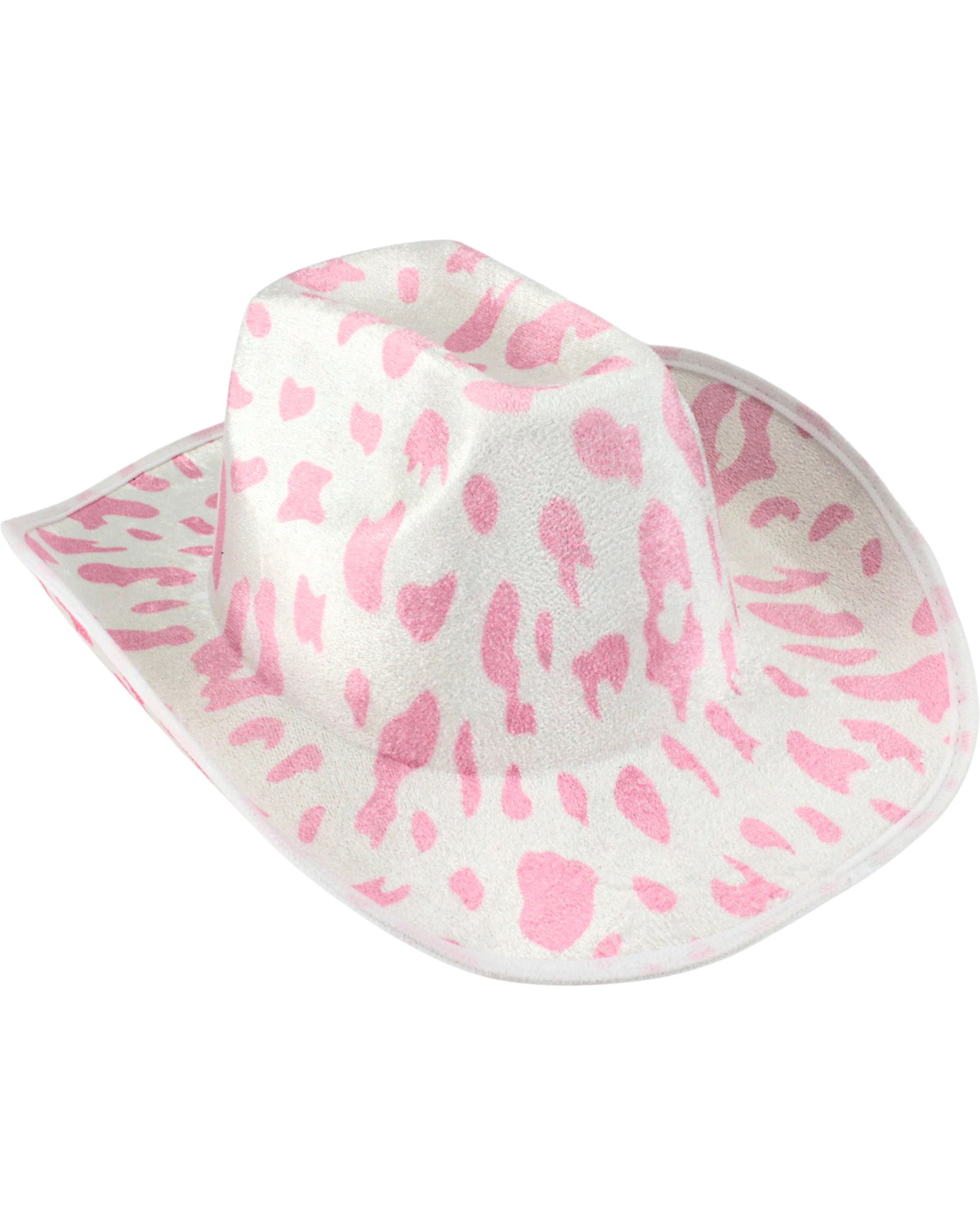 1 JD Party Cow Print Velour Cowboy Hat - One Size - Pink, 1 of 2