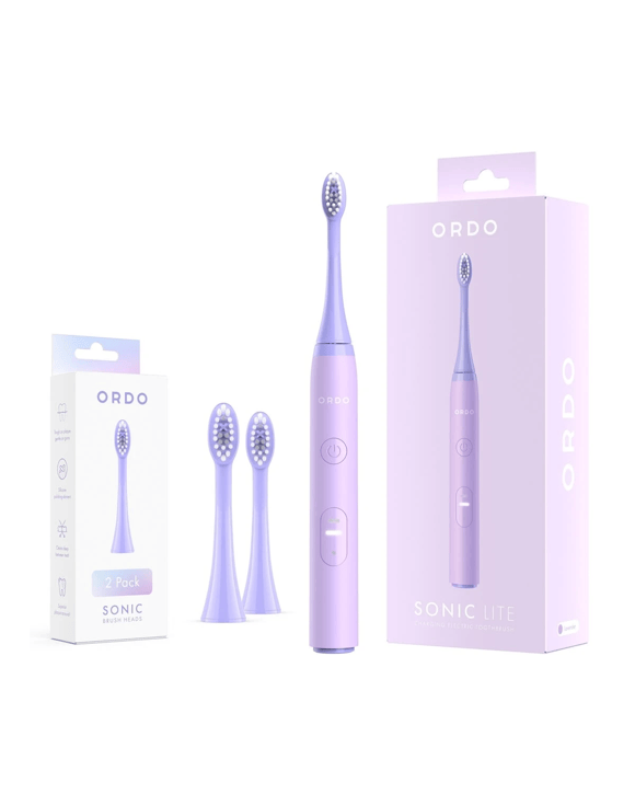 Ordo Sonic Lite Charging Electric Toothbrush and 2 Pack Sonic Brush Heads - Lavender