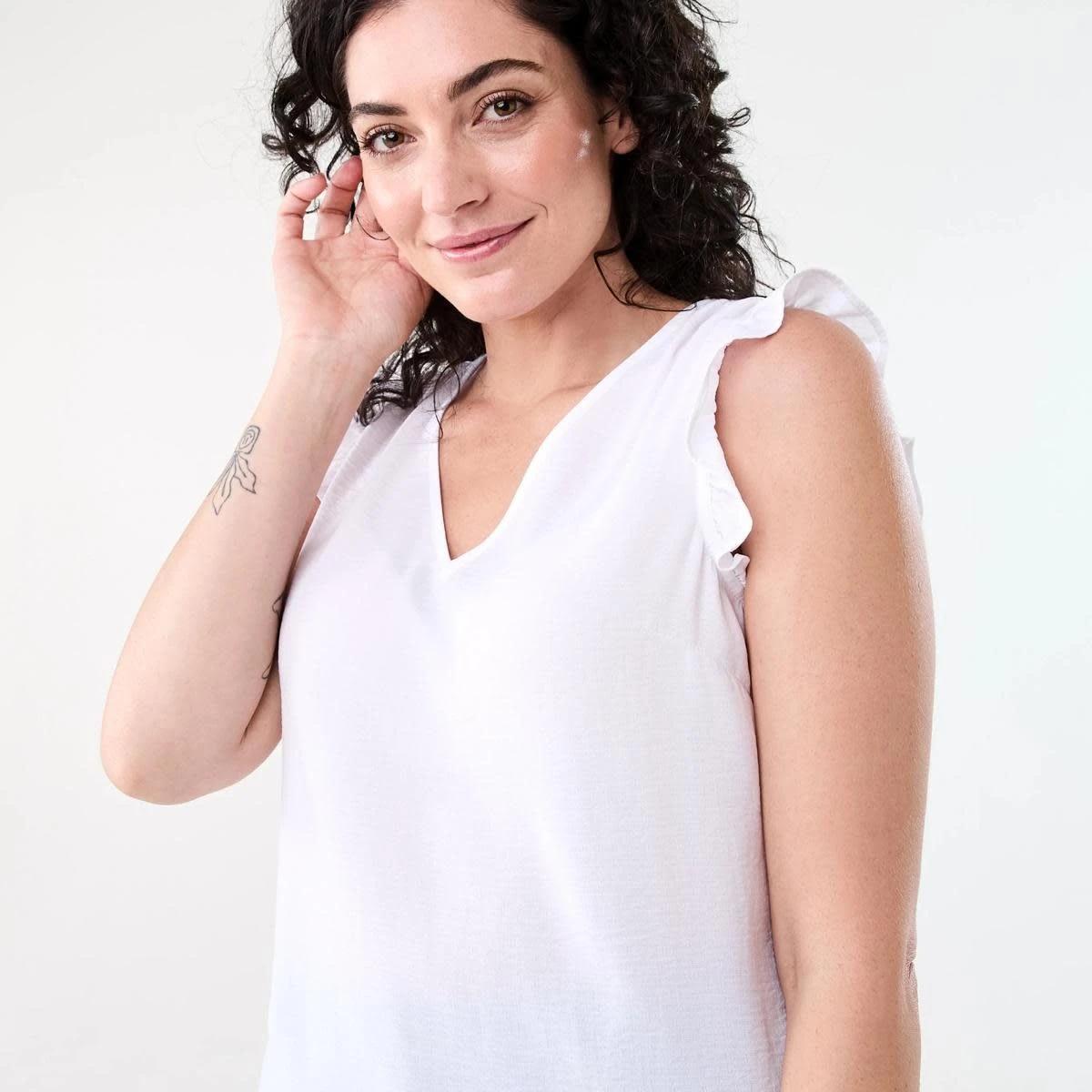 4 Sleeveless Frill Top WHITE, 4 of 6