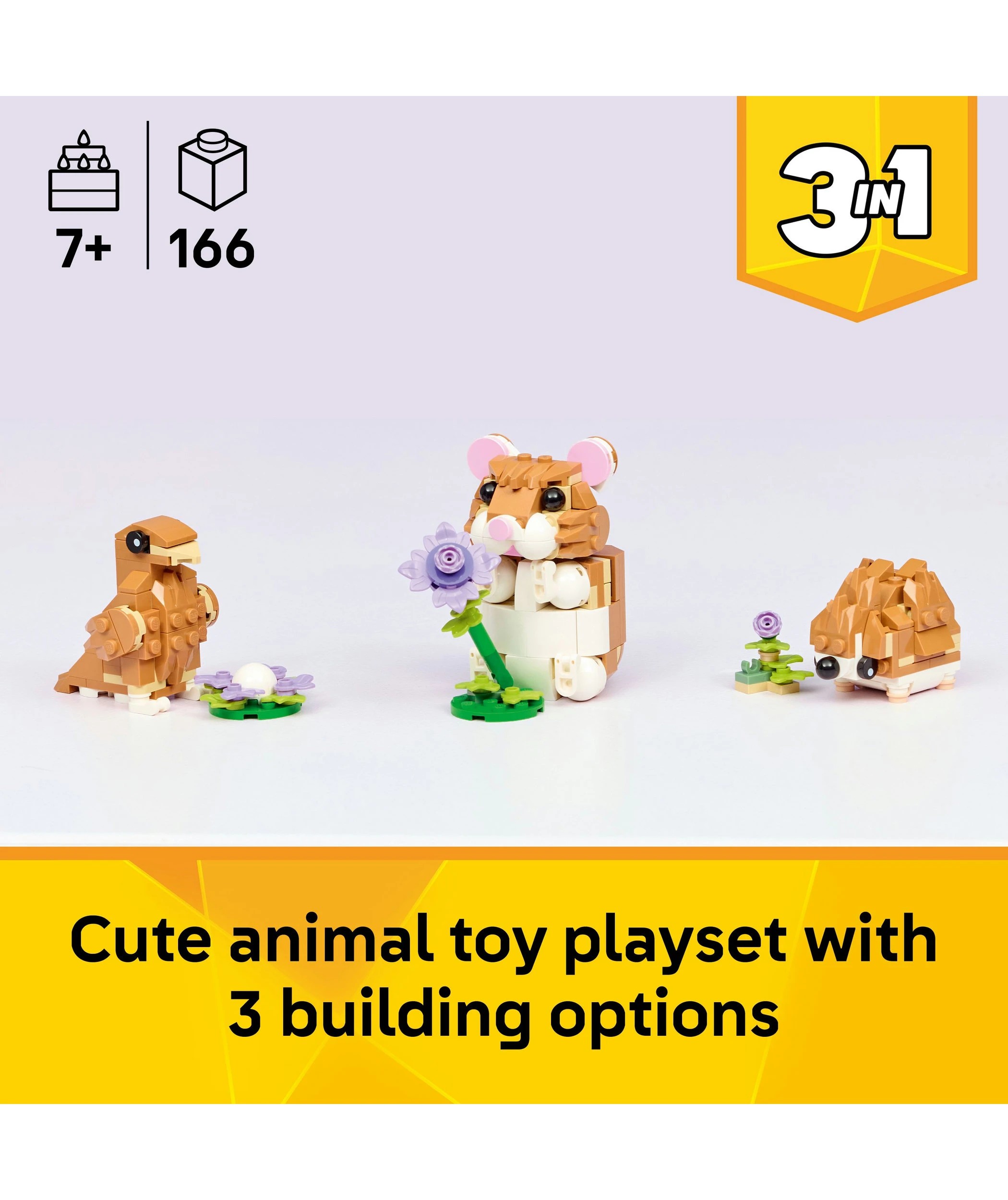 3 LEGO Creator 3 in 1 Cute Hamster with a Flower 31376, 3 of 10