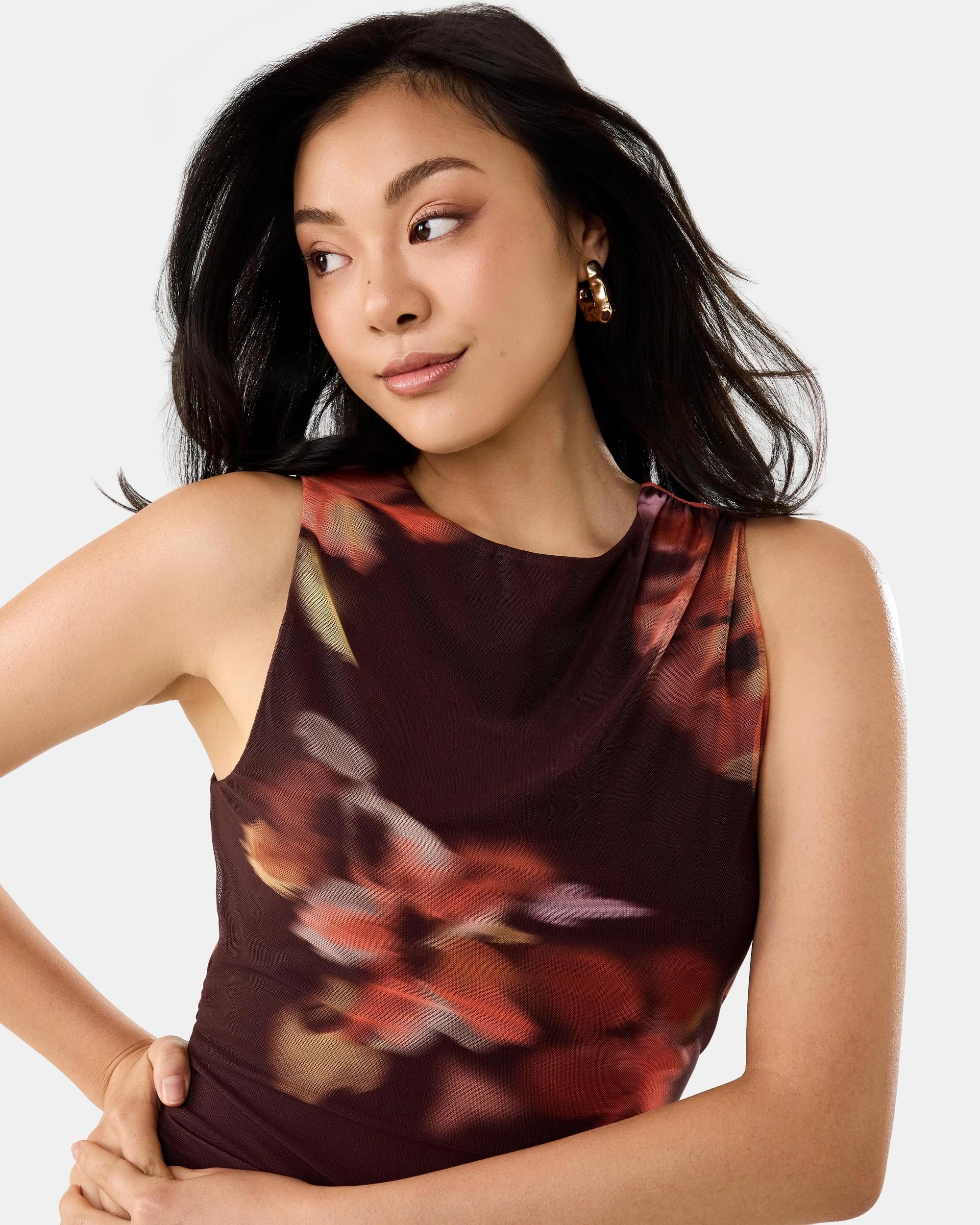 4 Sleeveless Mesh Maxi Dress Hazy Flora, 4 of 6