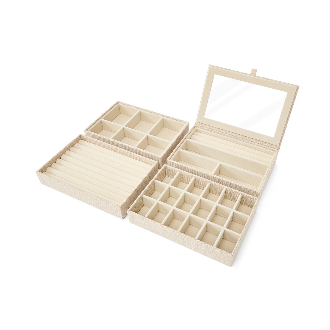 5 4 Pack Modular Linen Look Stacking Tray, 5 of 8