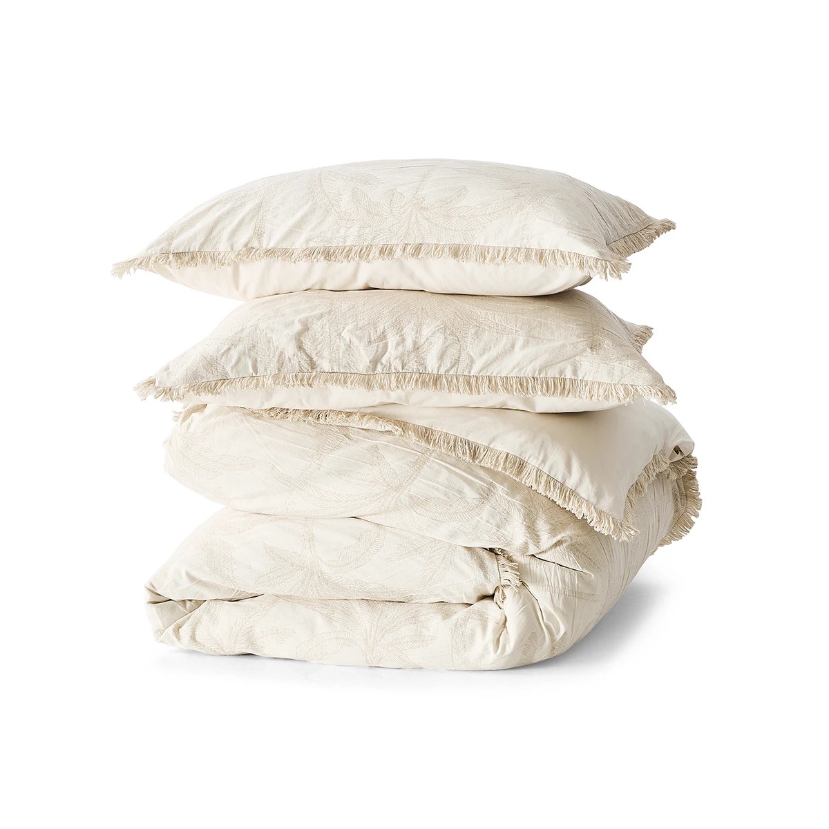 5 Palm Cotton Linen Quilt Cover Set - Queen Bed, Beige, 5 of 6